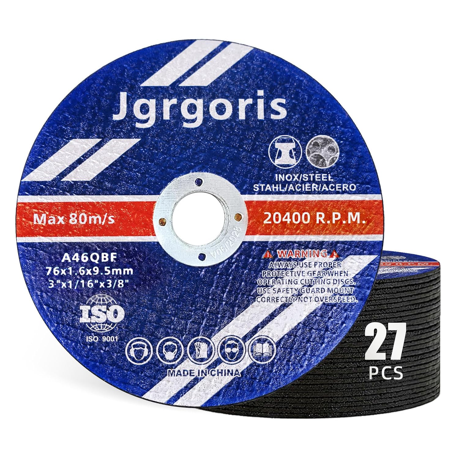 Die Grinde Cut Off Wheel, 3" x 1/16" x 3/8", 27PCS Cutting Blade Universal