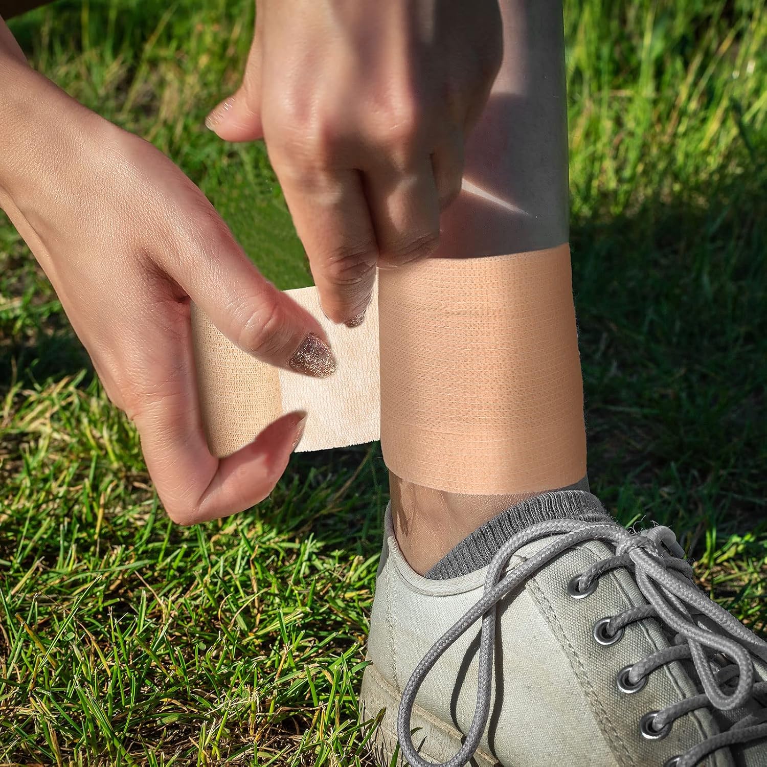 Treela 48 Pack Self Adhesive Wrap Bandage Bulk, 3 Inch x 5 Yard Self Adherent Cohesive Bandage Elastic Athletic Tape Breathable Wound Tape for Stretch Athletic Sports Wrist Ankle(Nude) - Image 7