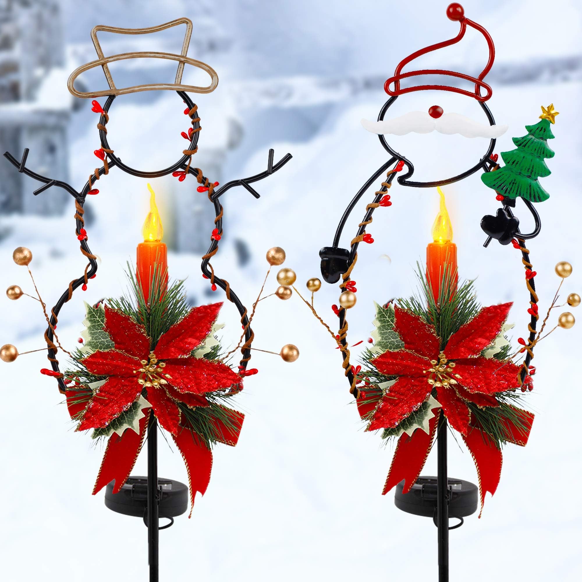 Candle Solar in Christmas Snowmen Silhouette Stake                                     