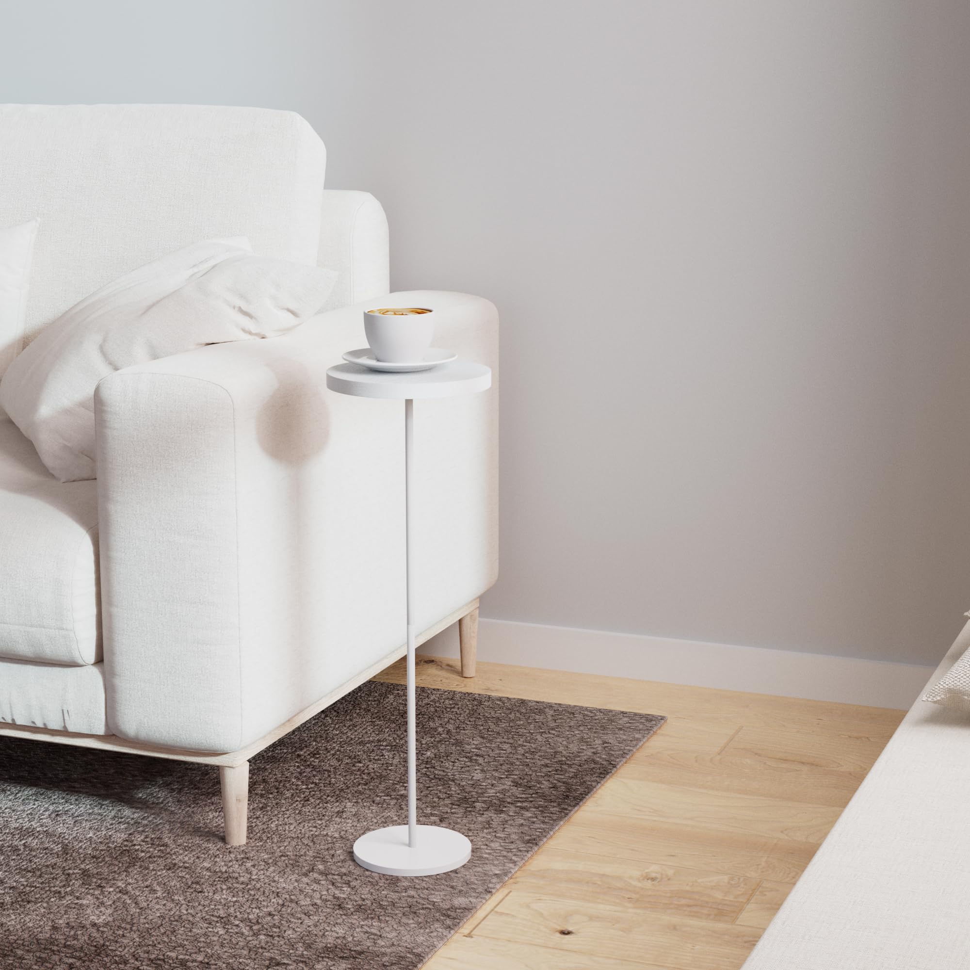 DREAMODERN Small Side Table, Metal Round Drink Table, Desktop Diameter 7.87“ for Living Room Bedroom Small Spaces Sofa Couch Chair, White