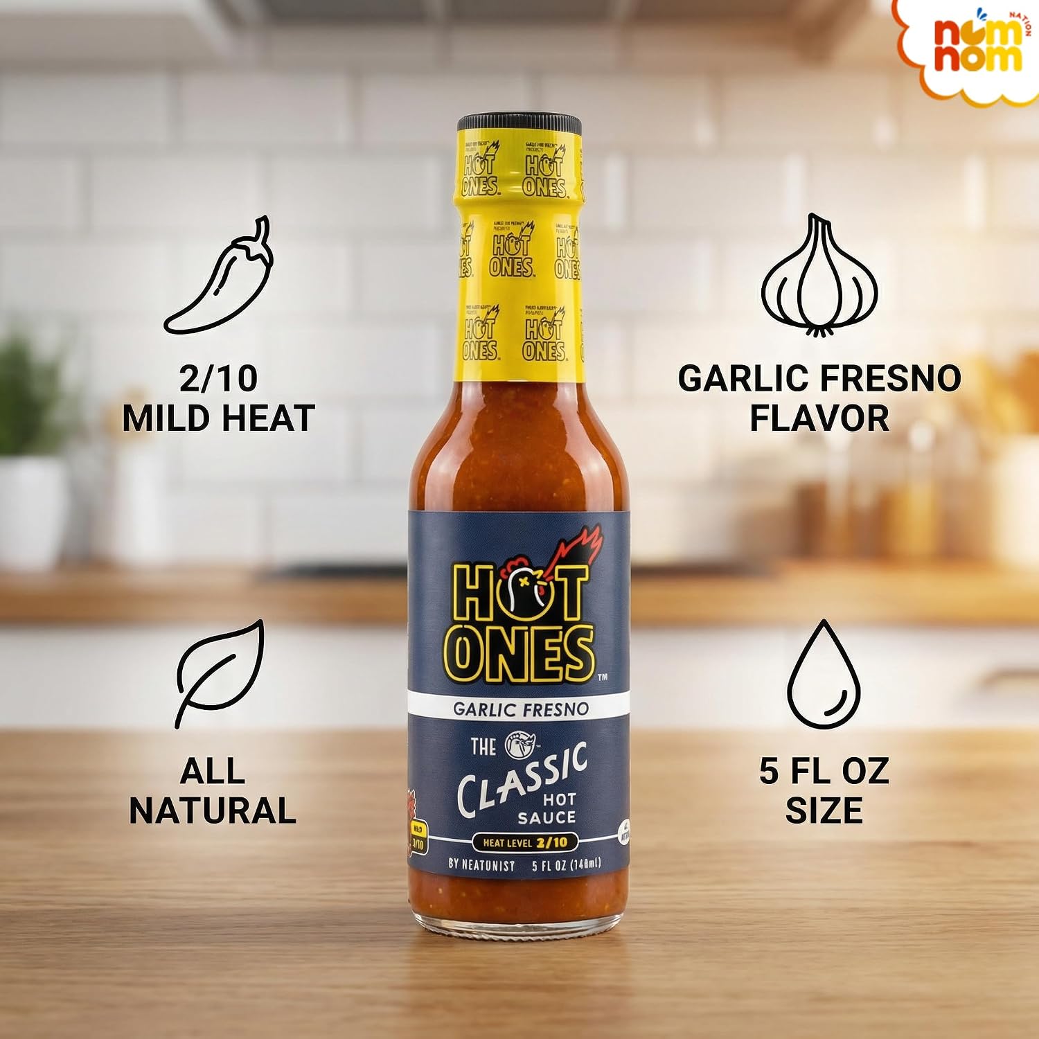 HOT ONES Garlic Fresno Hot Sauce - 5 Fl Oz Pack of 2 with Random Item image 2
