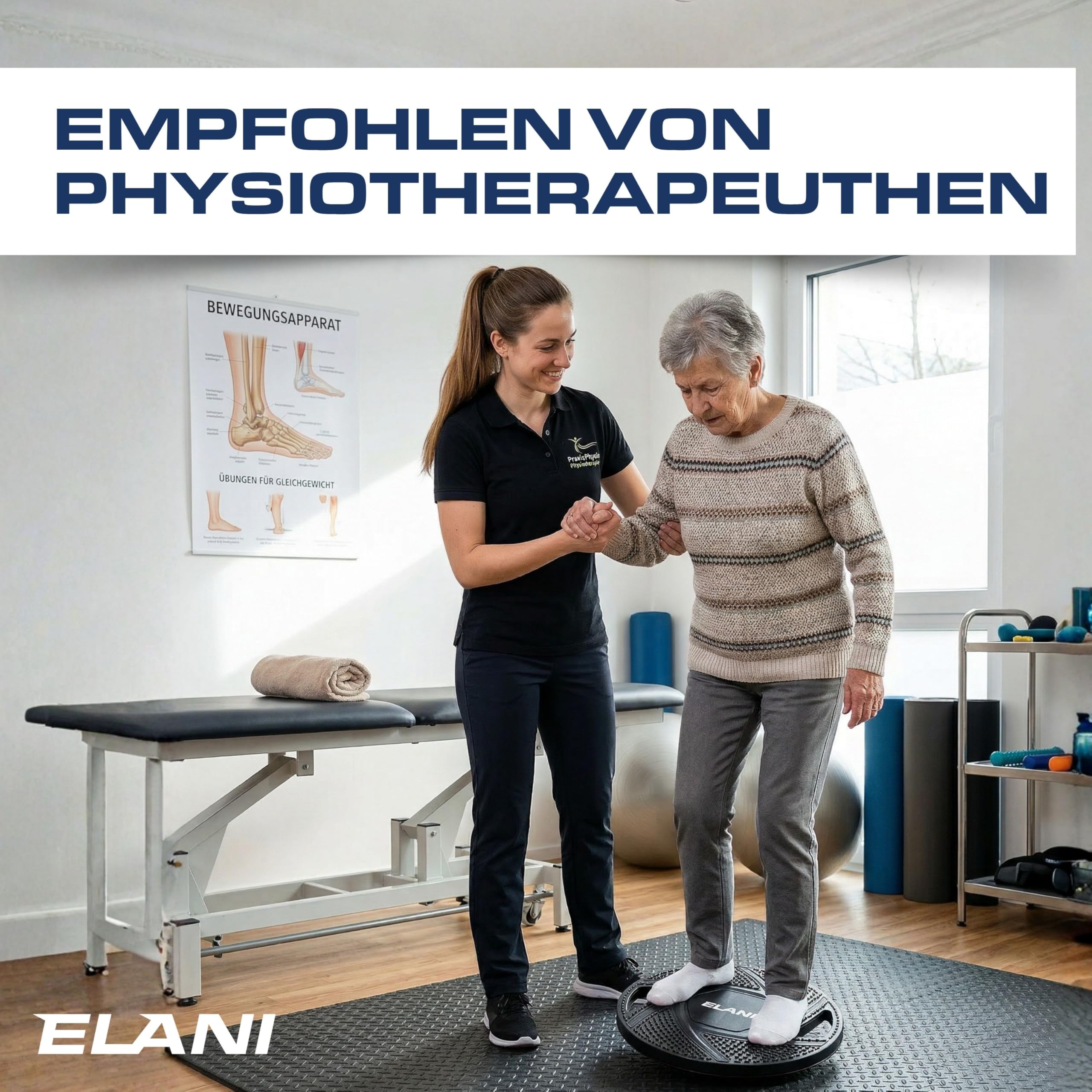 ELANI Rutschfestes Balance Board Erwachsene bis 150kg - Physiotherapie zur Stärkung von Koordination und Tiefenmuskulatur | Balance Board Kinder ab 5, Wackelbrett Physio, Gleichgewichtstrainer