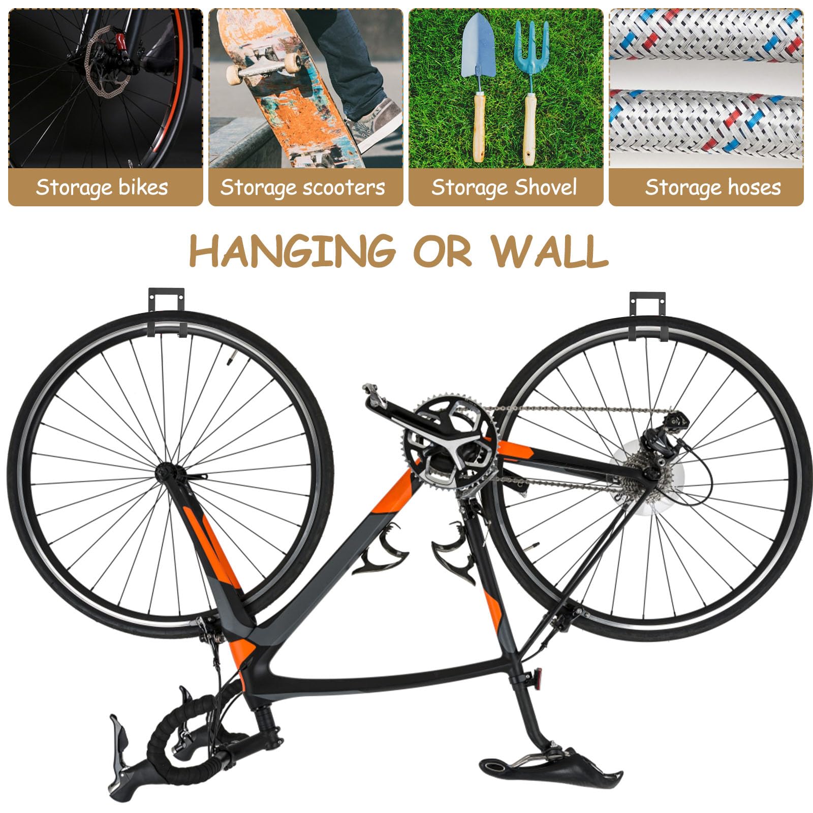 McBlast 6 PzsGanchos de Pared Pesados para Garaje, Ganchos Pared Garaje Doble, Colgador Bicicleta Pareds, Soporte Herramientas Pareds, Ganchos para Colgar Bicicletas, Gancho de Escaleras, Negro