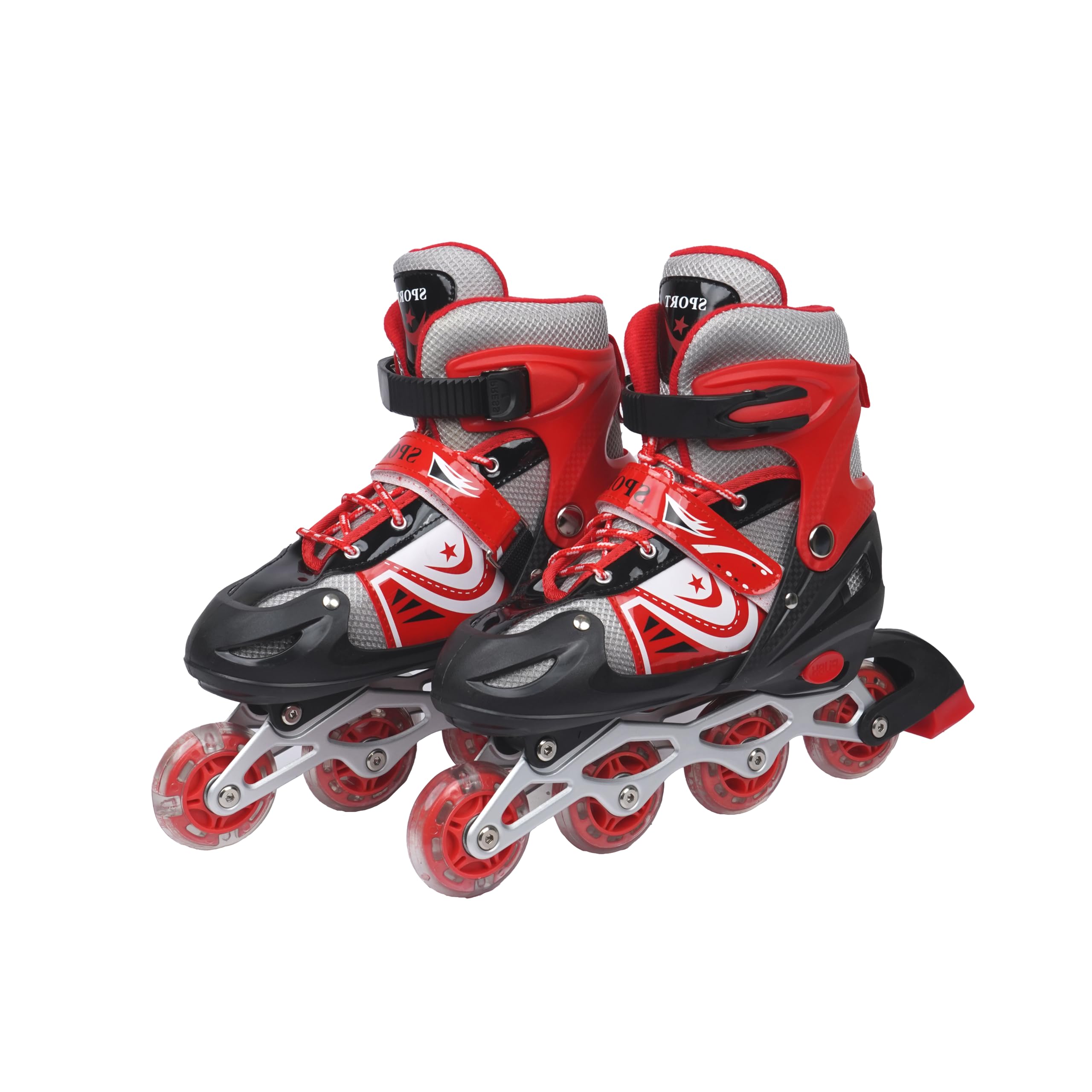 WireScorts New Inline Skates, Adjustable Inline Roller Skates for Boys Kids & Girls, 7 to 14 Years Unisex Outdoor Skating Shoes Roller Blades with Led Flash Lights Featuring Wheels for Skating - Red (B0CTHPH1DB) Amazon Price History, Amazon Price Tracker