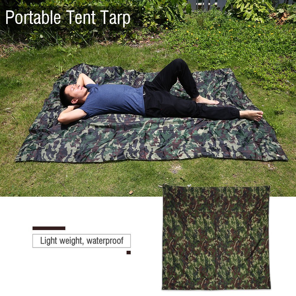 GOTOTOP Tarp Tarnung, Outdoor Tragbare Leichte Regendichte Matte Regen Abdeckung Camping Zelt Tarp Shelter Wandern mit Einer Aufbewahrungstasche(3X2.9M) Sport & Freizeit