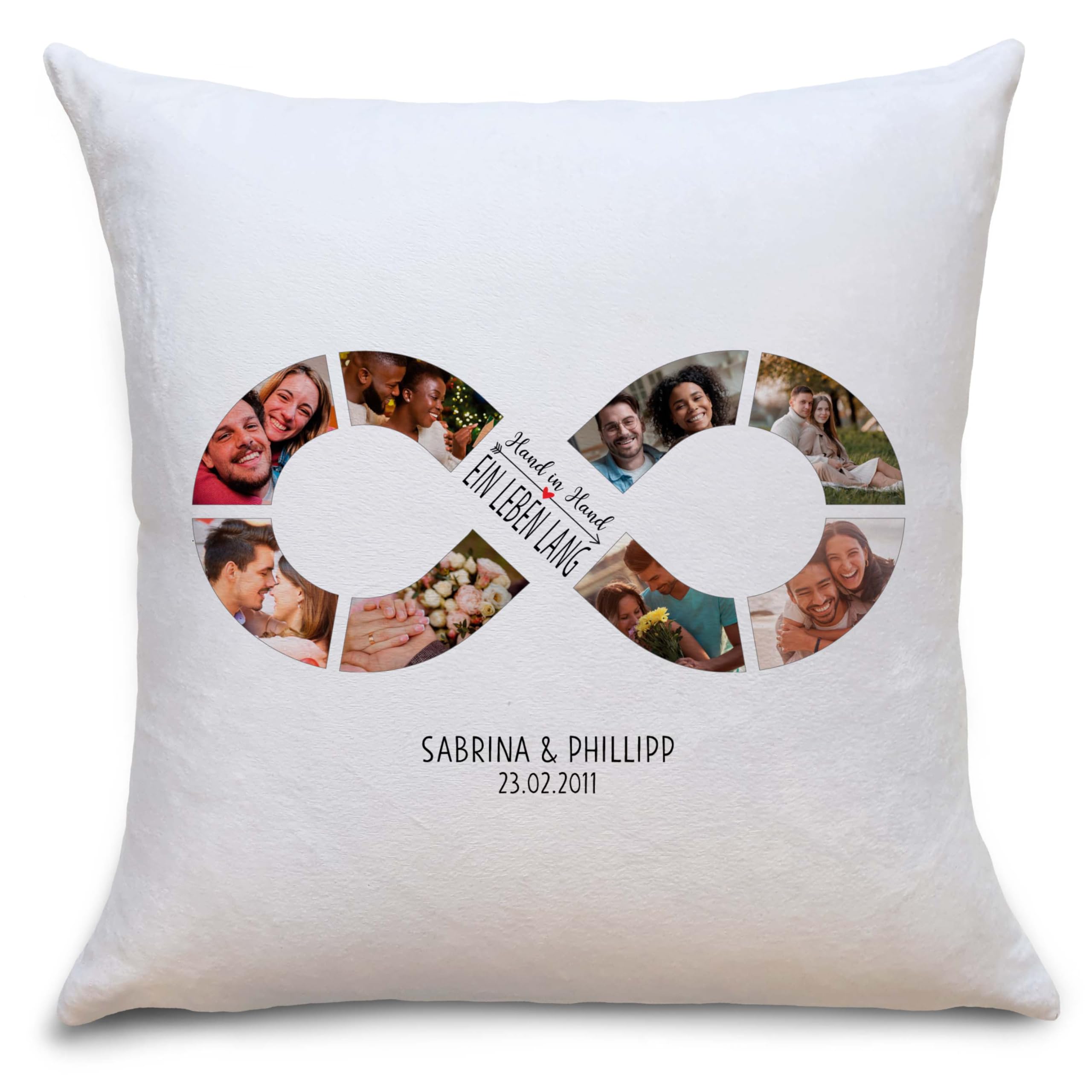 OWLBOOK® Fotokissen Fotogeschenke mit eigenem Foto Personalisierte Geschenke für Frauen und Männer Hand in Hand Flauschig 40x40