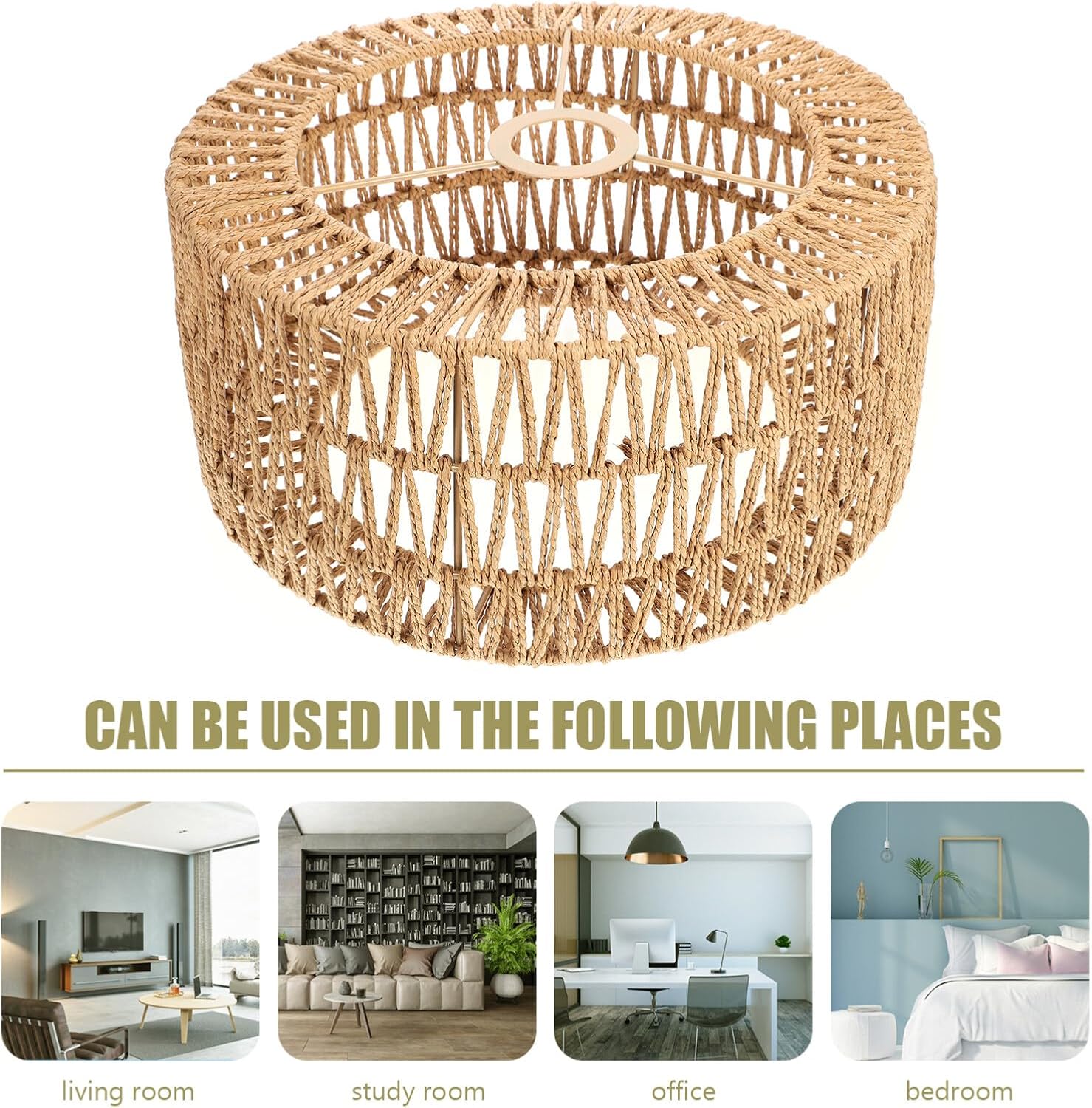 Alipis Light Shade Ceiling Lampshade for Chandelier Wicker Lamp Shades Rustic Design