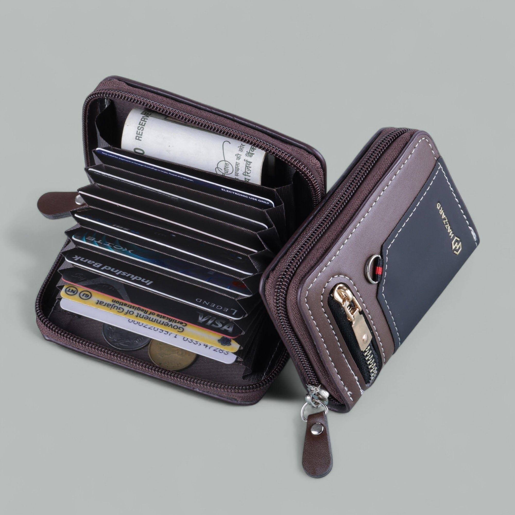 Slim Skinny Fit Card Wallet for Men and Women (203.New Small Chain Dark Brown Card)-image-43