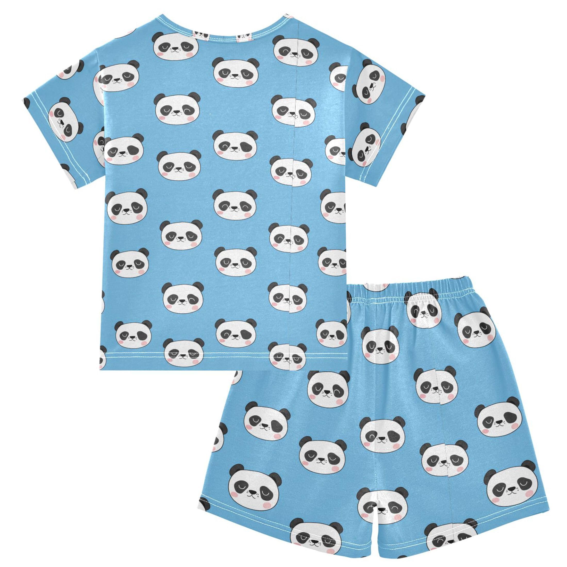 UMIRIKO Cute Panda Summer Short Sleeve Pajamas Sleepwear PJ Set B0404191