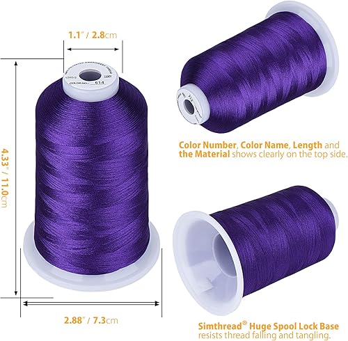 Miniatura 14 de Simthread Hilo de bordar 5500 yardas rojo 800, 2 carretes enormes 40wt poliéster para hermano, Babylock, Janome, Singer, Pfaff, Husqvarna, Bernina