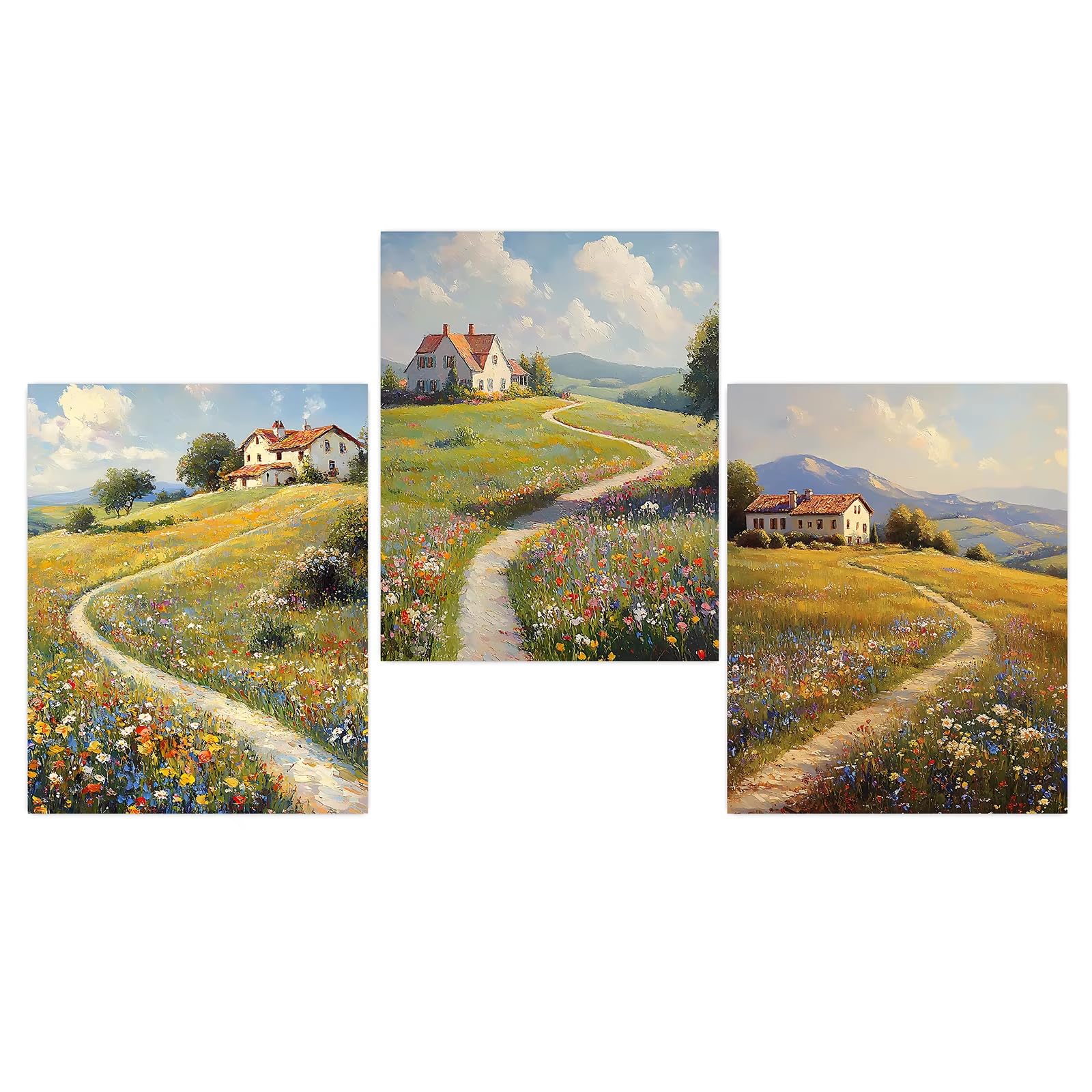 AEFOUU Landscape Wall Art, Nordic Plant Canvas Painting, Wildflower Botanical Meadow Poster Print for Living Room Wall Decor(50x70cm/20x28in/Frameless)