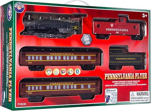 Miniatura 18 de Lionel Pennsylvania Flyer Battery O Gauge - Juego de tren de juguete con control remoto, locomotora, vagones de tren y pista con sonidos auténticos
