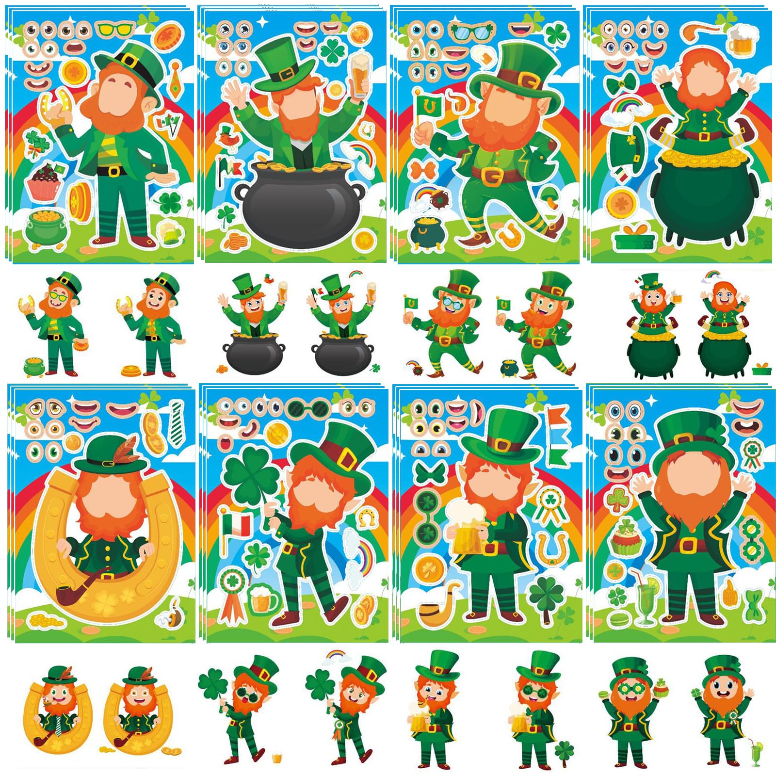 Amazon.com: 24 Sheets St. Patrick's Day Stickers for Kids, 8 Styles ...