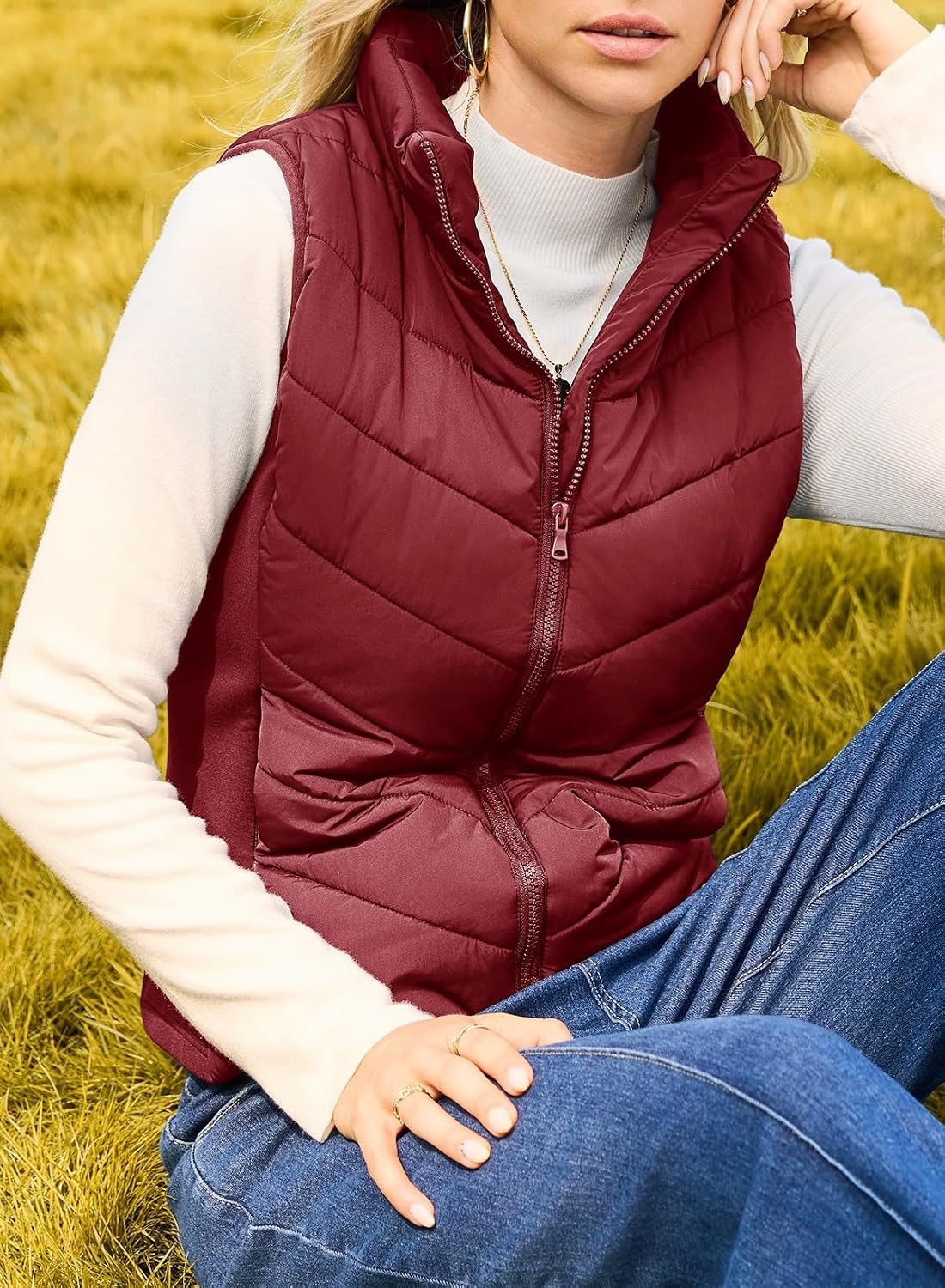 Dokotoo Women's Quilted Vest Lightweight Puffer Gilet Zip Outerwear image 2