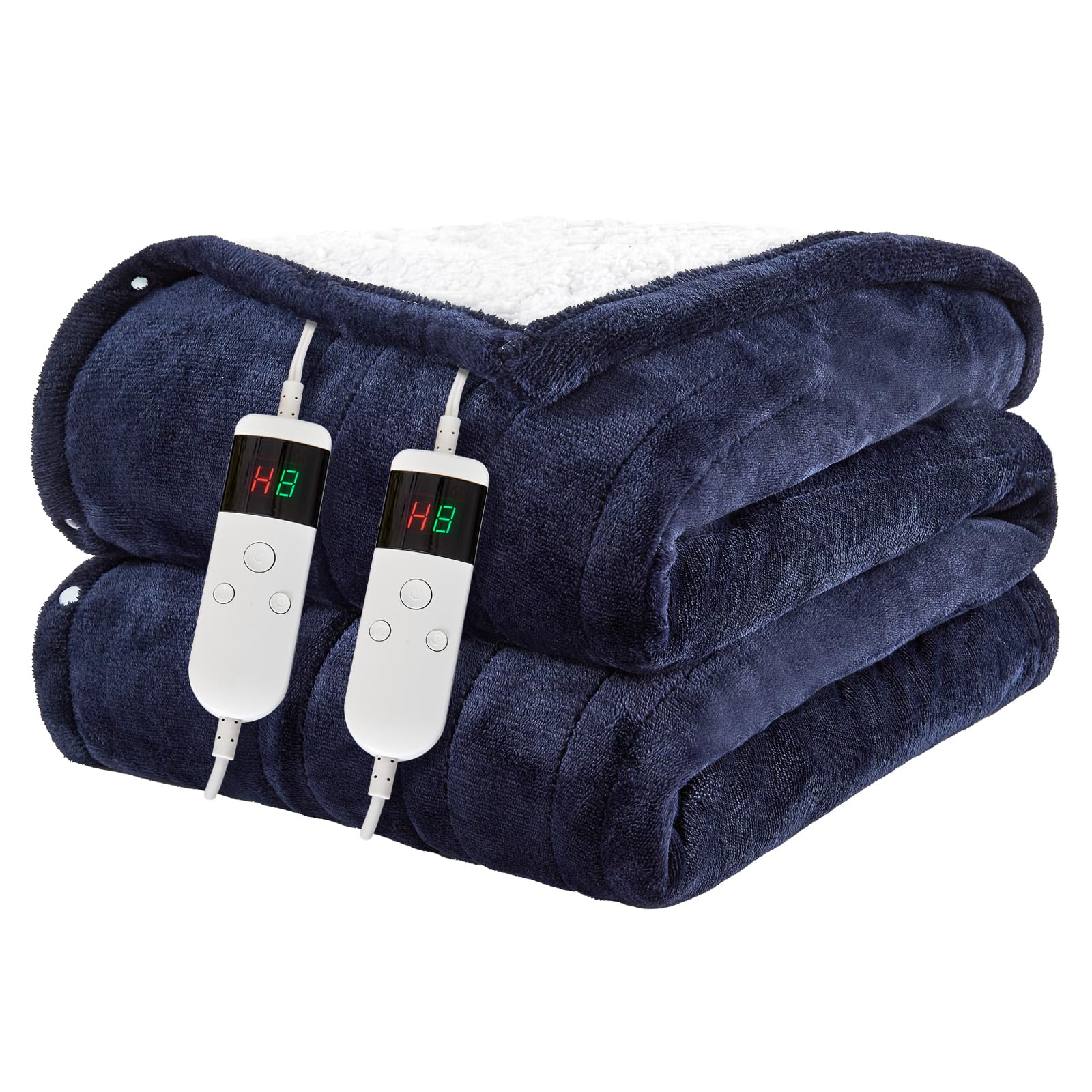 Qieryun Heated Blanket 180×200cm Electric Blanket, 10 Heating Settings, 1-8h Timer overheat Protection, Machine Washable, Flannel & Sherpa Full Body Warming, Electric Throw Blanket for Sofa