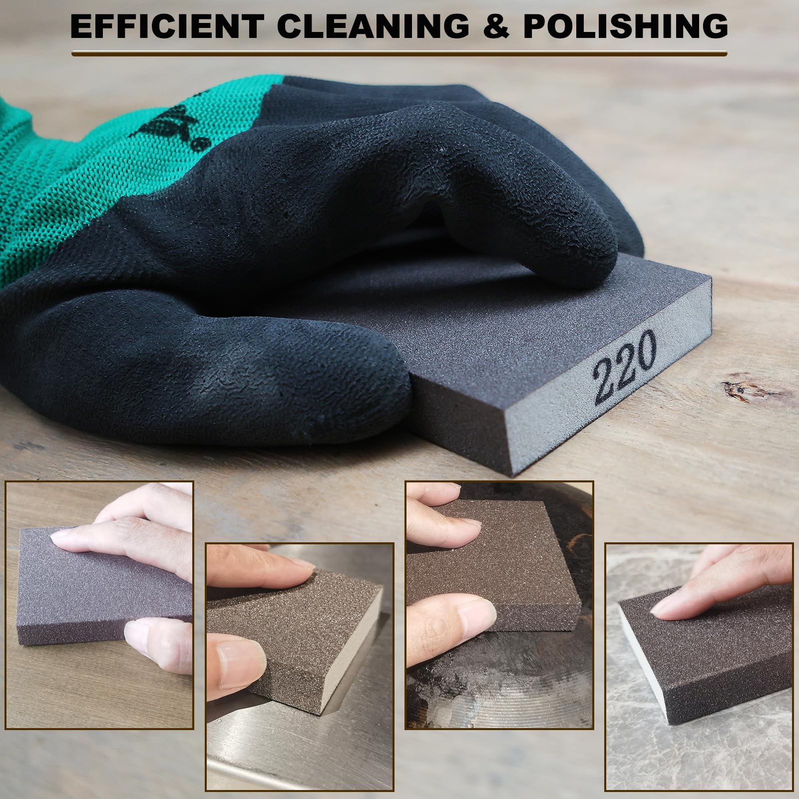 Schleifschwamm-Set, Körnung 120, 220, 320, 400, grob, mittelfeine Körnung, Schleifblock, Schleifschwämme für Holzbearbeitung, Trockenbau, Metall, waschbar und wiederverwendbar, Schwamm zum
