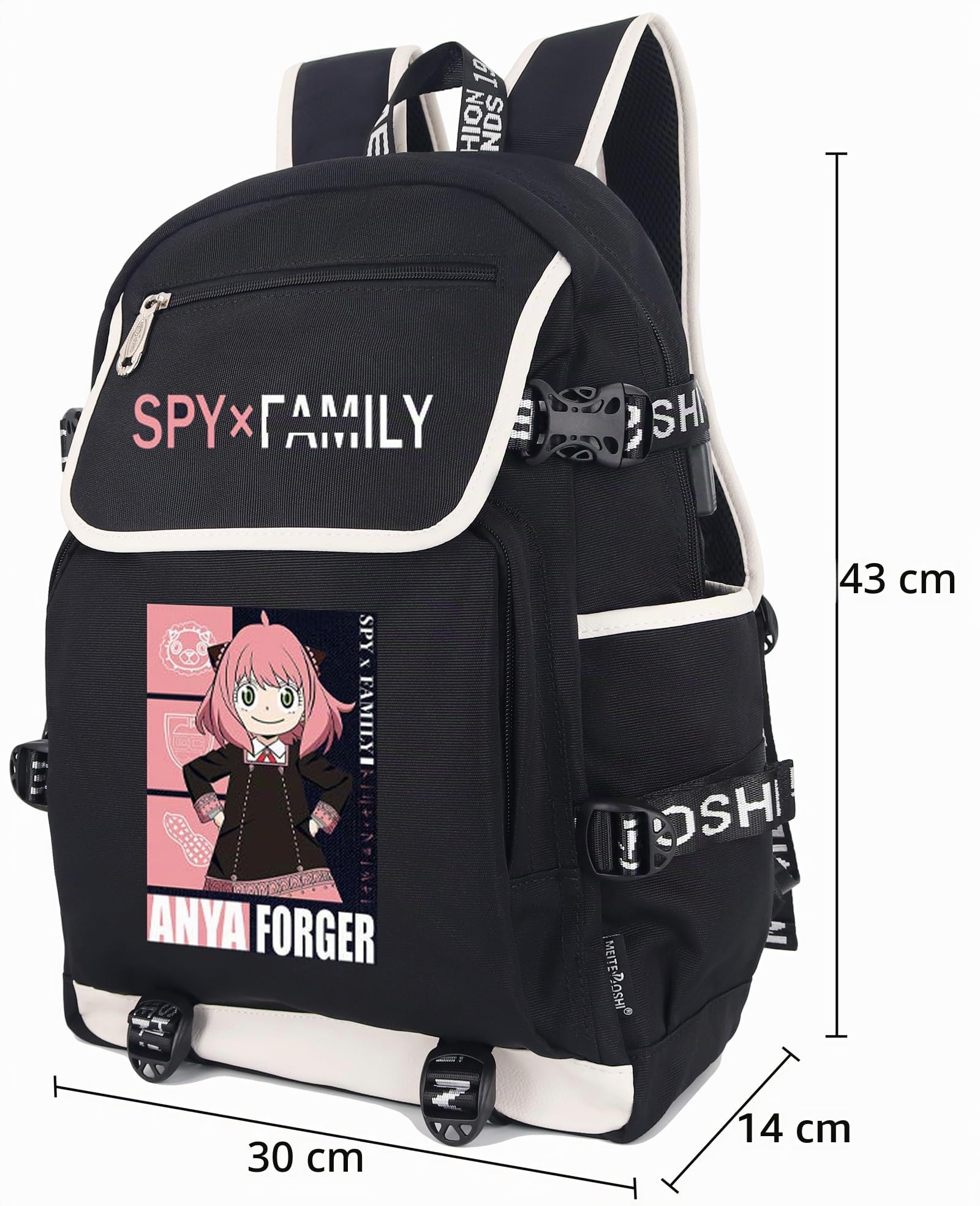 Roffatide Animation Spy x mochila de computadora portátil familiar, mochila Anya con Puerto de carga usb, mochila impresa, adecuada para hombres y mujeres