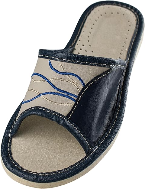 APREGGIO Women's Leather Slippers - Handmade Slippers, Comfortable & Soft, Firm Rubber Sole 36/41