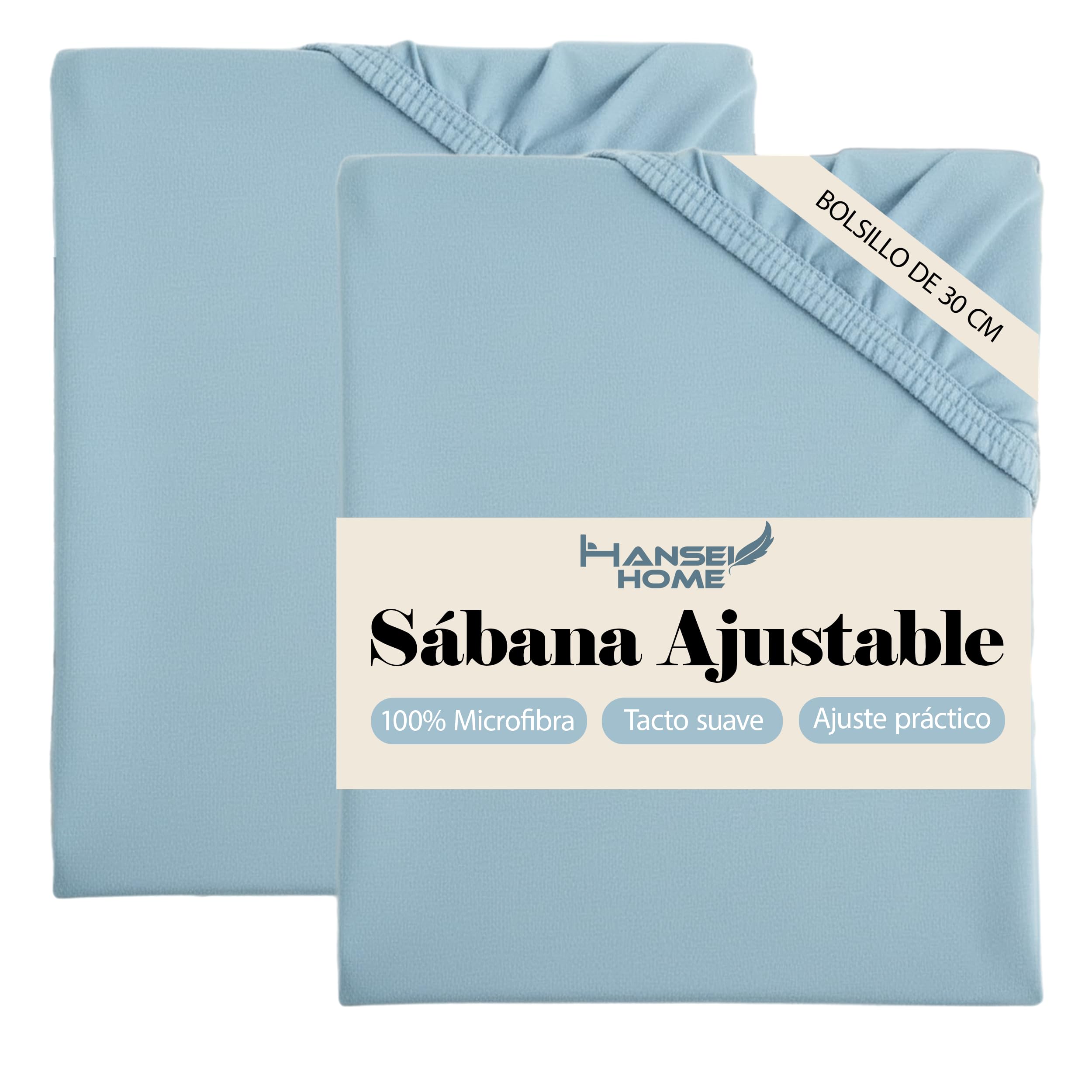 H HANSEL HOME Sábana Bajera Ajustable, Microfibra Transpirable y Suave, Altura 30 cm, Elástico 360° - Sábana Bajera 180x190/200cm – Blanco — view 15