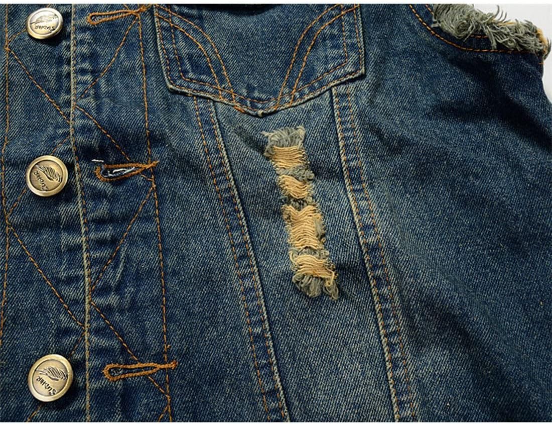 NASKY Men's Fit Retro Ripped Denim Vest Sleeveless Jean Vest and Jacket - Image 5