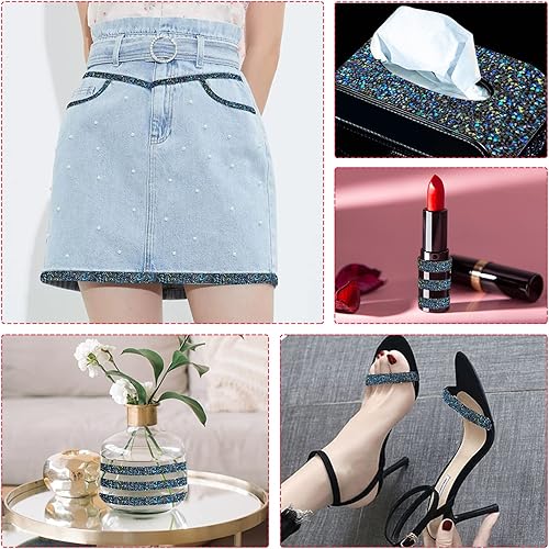 Miniatura 6 de 5 rollos de cinta de diamantes de imitación autoadhesiva, tiras de diamantes de imitación para Navidad, bodas, pasteles, cumpleaños, manualidades