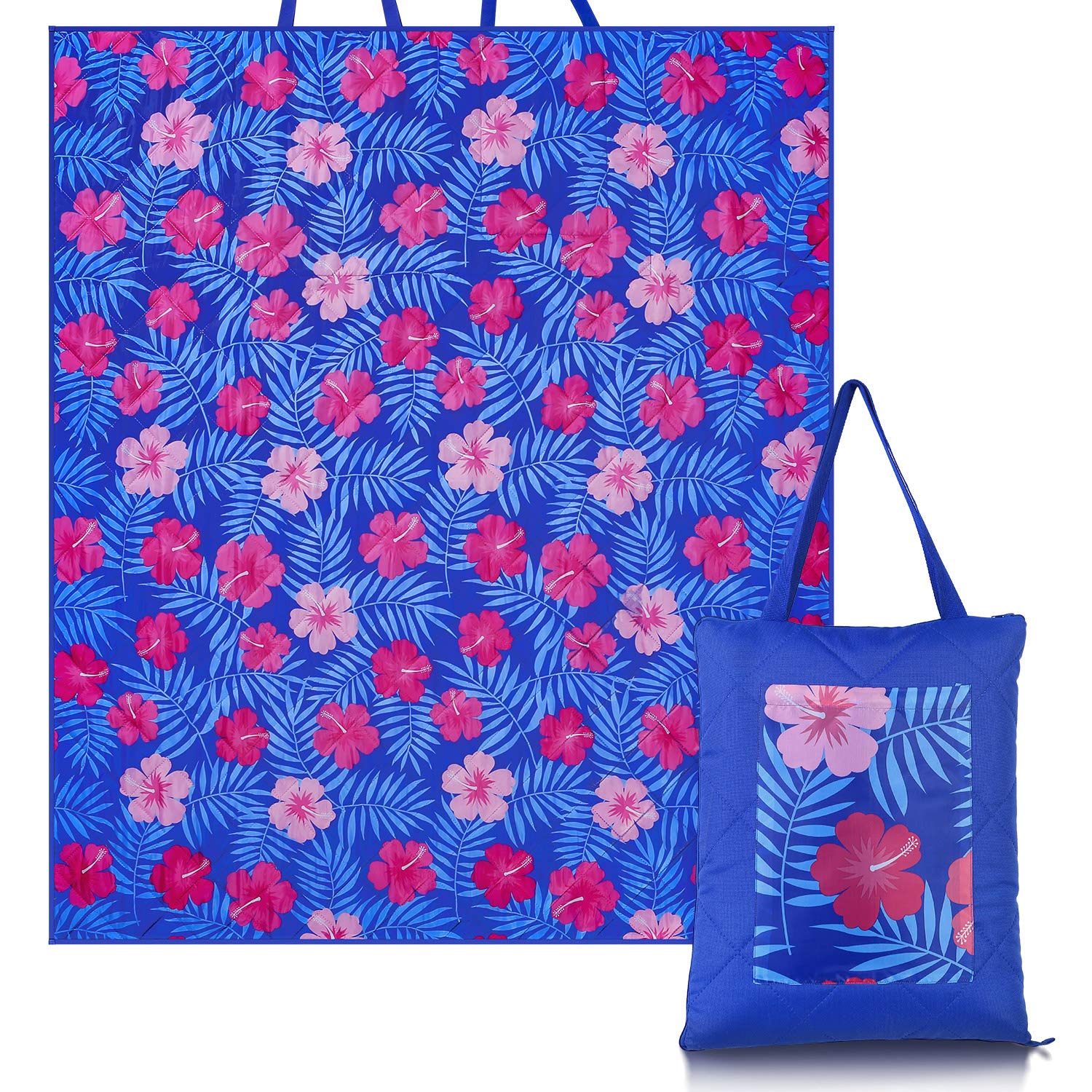 Outdoor Picnic Blanket Waterproof Foldable Extra Large with 3 Layers Material, Soft and Comfortable for Beach, Camping, Hiking, Travelling, Flowers