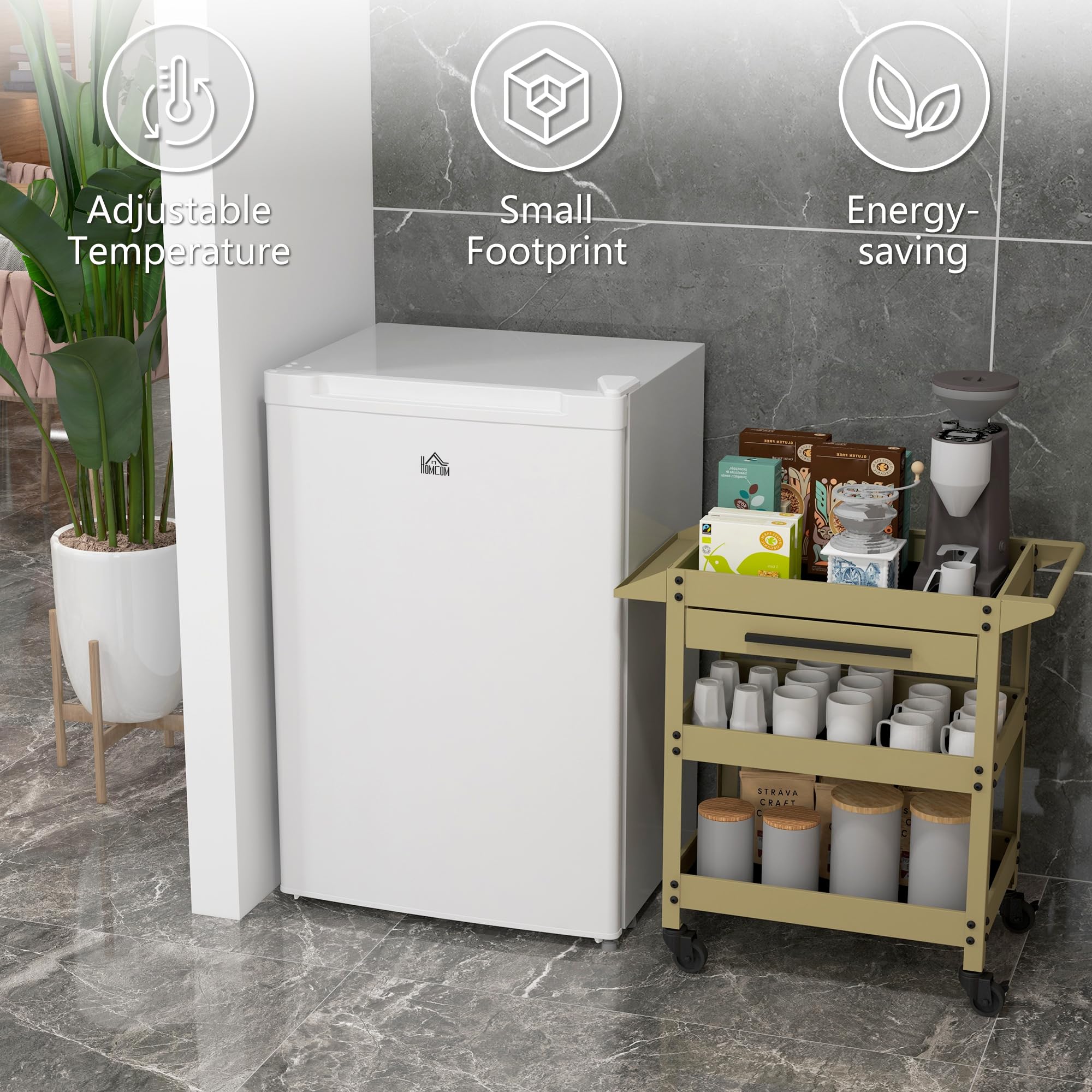 Upright Freezer, 3.0 Cubic Feet Compact Mini Freezer With Reversible Single Door And Adjustable Thermostat, Small Freezer For Home, Dorm, Apartment, Home Office, White on Fridge.com - View 3
