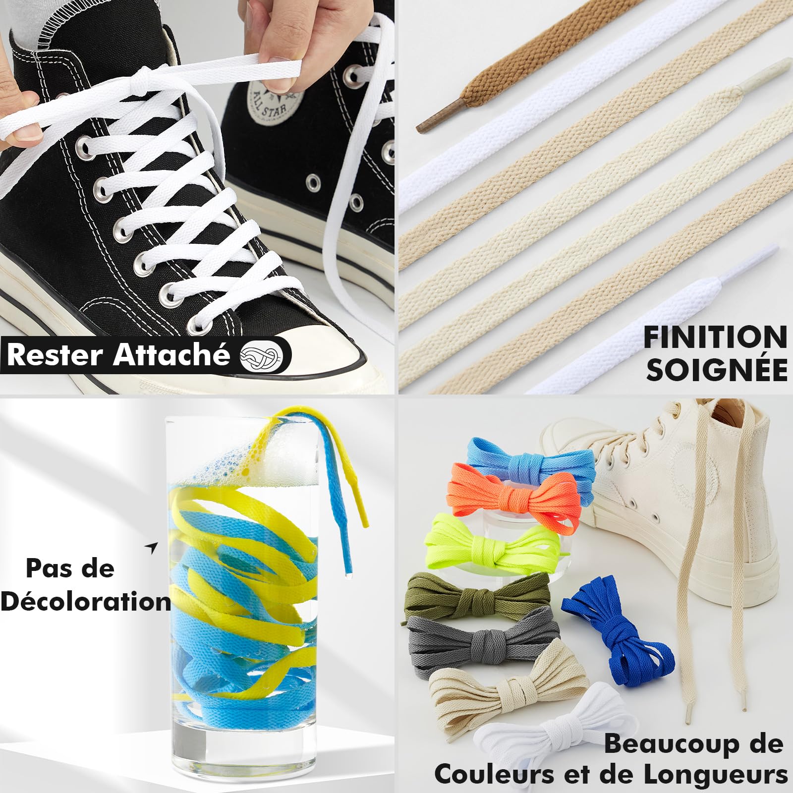 2 Paia di Lacci Piatti,Ricambio da 8 mm (Larghezza) per Scarpe da Ginnastica - 4