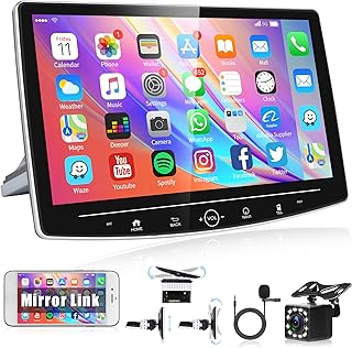 Single Din Touchscreen Car Stereo Android Car Radio, Rimoody 10 Inch 1 Din Head Unit with Bluetooth FM Radio GPS Navigation WiFi Split Screen EQ Setting Backup Camera Microphone