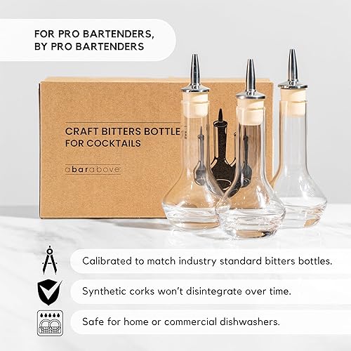 Miniatura 5 de A Bar Above Botella de Bitter, Diseño Clásico, Botellas de Vidrio Pequeñas, para Añadir Bitters a Cócteles, con Pico Vertedor de Acero Inoxidable y