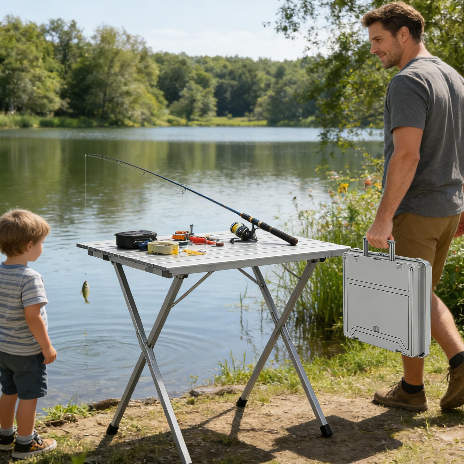 Basket da Campeggio Con Manico e Organizzatore Pieghevole per Storage | Box Da Campeggio Con Tavolo E Picnic Per Viaggi All'aperto Spiaggia Escursionismo Pesca Zaino In Spalla Gita Festa Di Vacanz