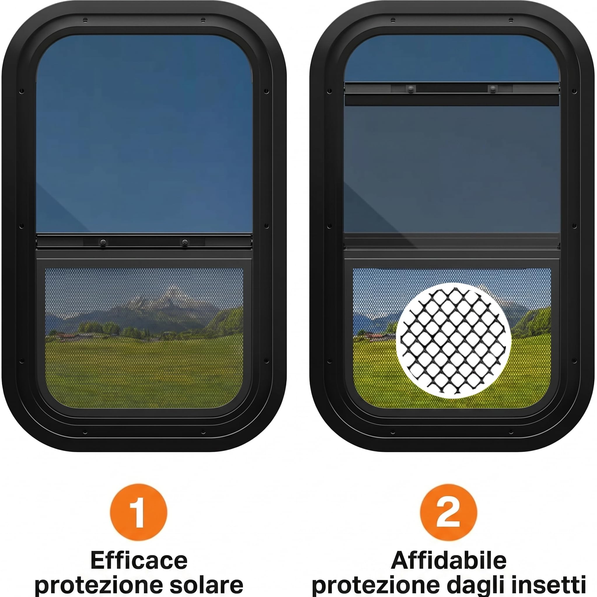 Finestra scorrevole per roulotte, 50 x 30 cm, E4, per camper e roulotte con protezione dagli insetti, vetro di sicurezza colorato, resistente ai raggi UV, finestra laterale per camper con
