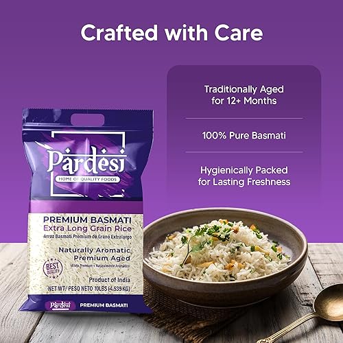 Miniatura 7 de Arroz basmati de grano extra largo premium 10LB - Sabor aromático - Calidad de restaurante