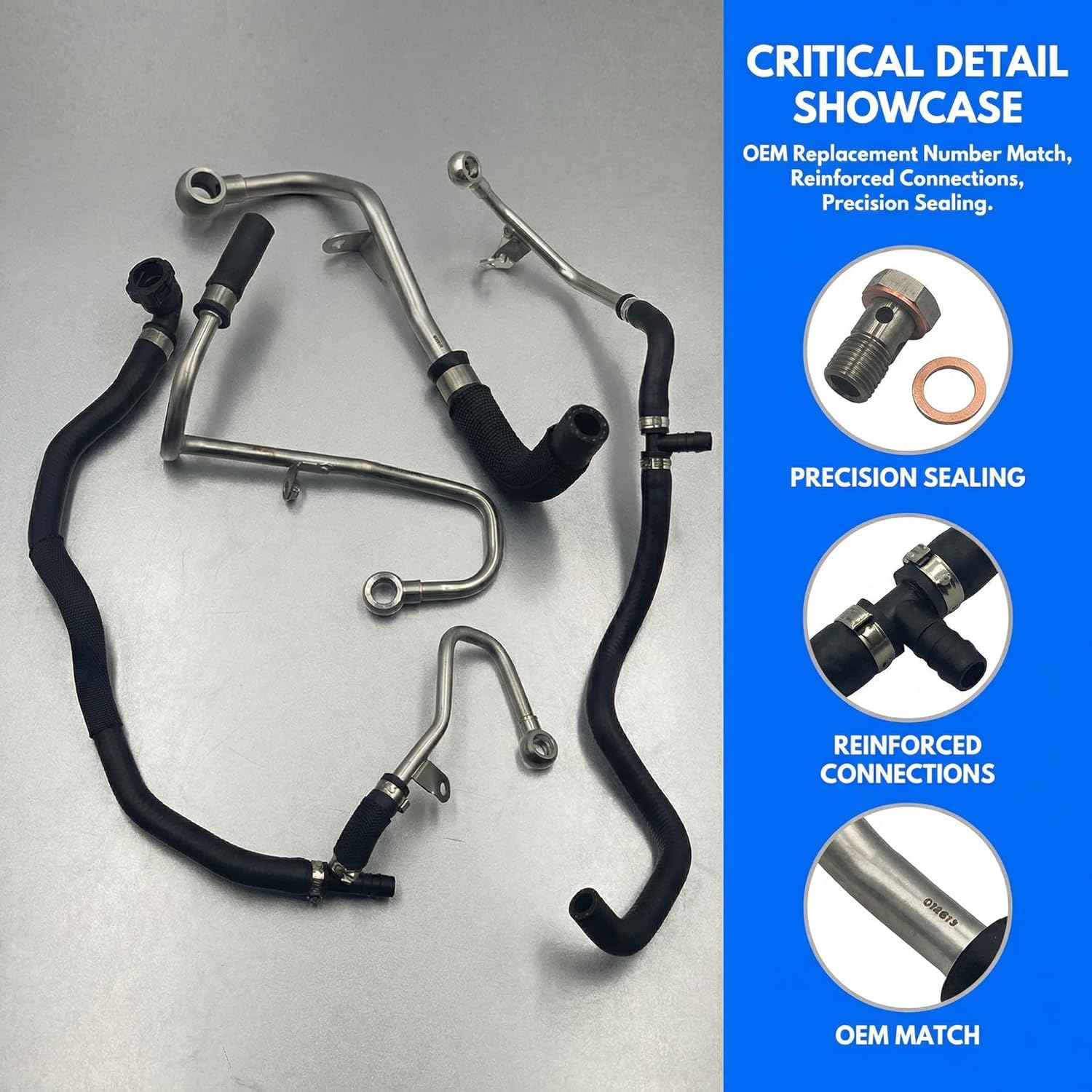 AMCC Turbo Coolant Hose Line Radiator hose kit Compatible with BMW N63 4.4L F07 F06 F12 F13 F02 F04 E70 F15 E71 F16 750i X5 X6 550i 650i xDrive Replace：11537577013,11537577014,11537577015,11537578687