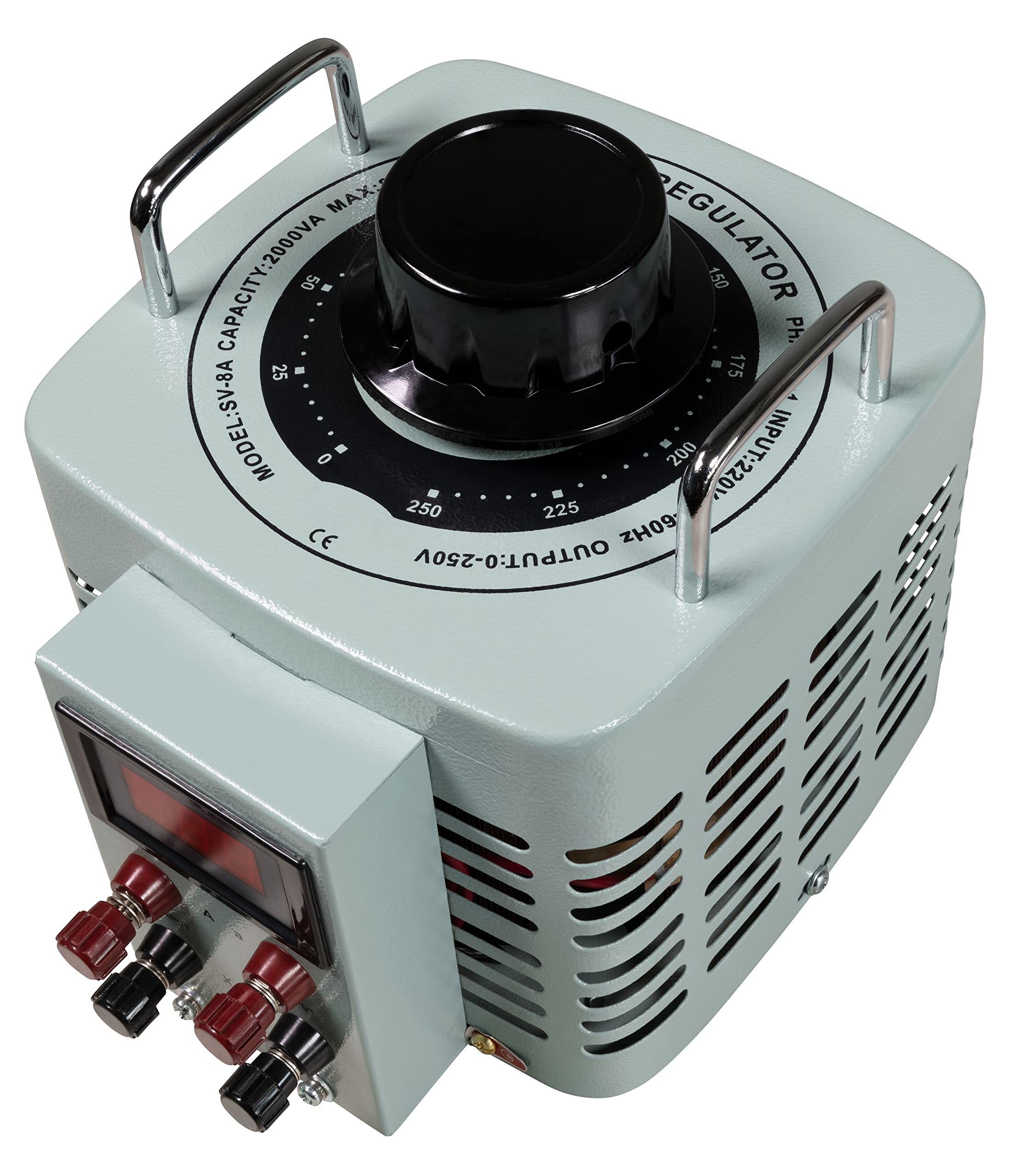 MC POWER - Transformador variable de baja tensión | V-8000 LED Display | Transformador variable toroidal regulable 0-250V 8A, 2.000 Watt, Sin aislamiento galvánico para taller de electrónica