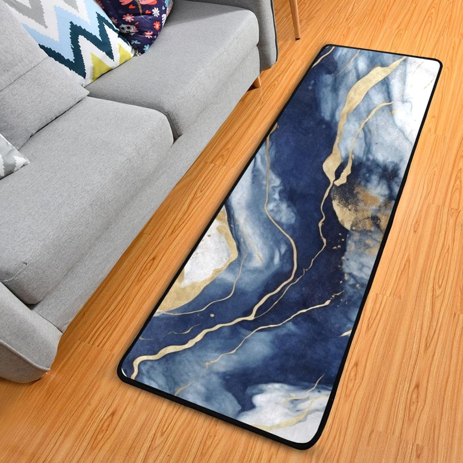 MNSRUU Long Runner Rug for Hallway Colorful Seashells On Blue Area Rug Indoor Runner Mat Entry Carpet for Corridor Kitchen Floor 2x6 FT
