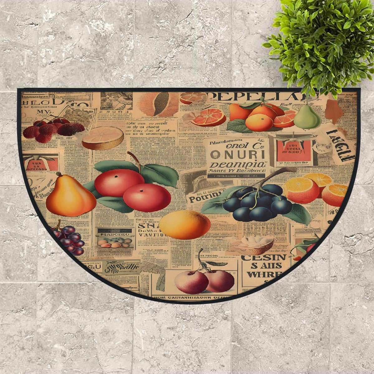 Mexpekil Paillasson demi-lune en forme de journal, pour intérieur et extérieur, antidérapant, lavable, absorbant, anti-saleté, 100 x 160 cm
