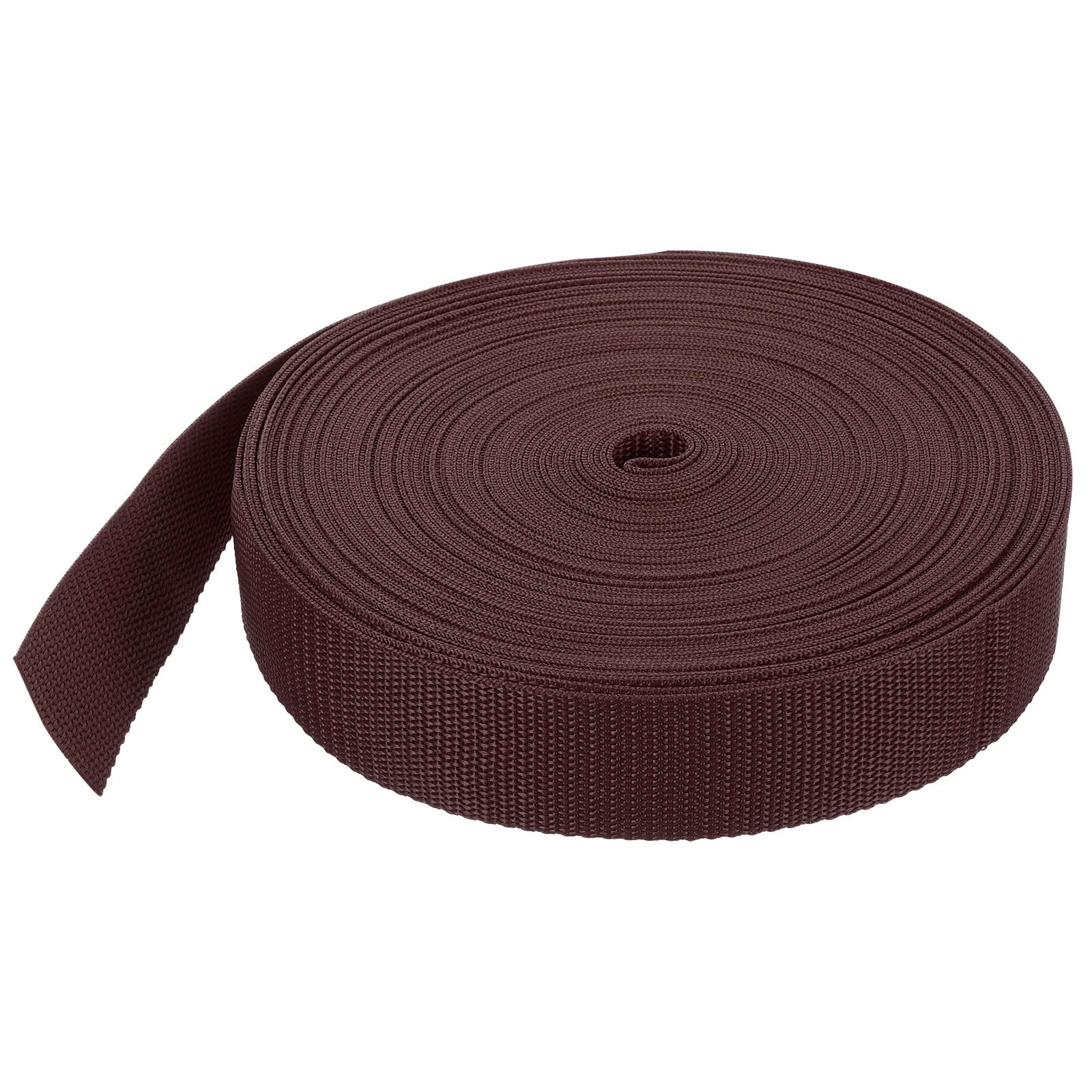 MECCANIXITY Lightweight Polypropylene Webbing Strap 1 1/2" 25 Yard Backpack Strapping Band Brown for Outdoor Luggage Cargo Straps