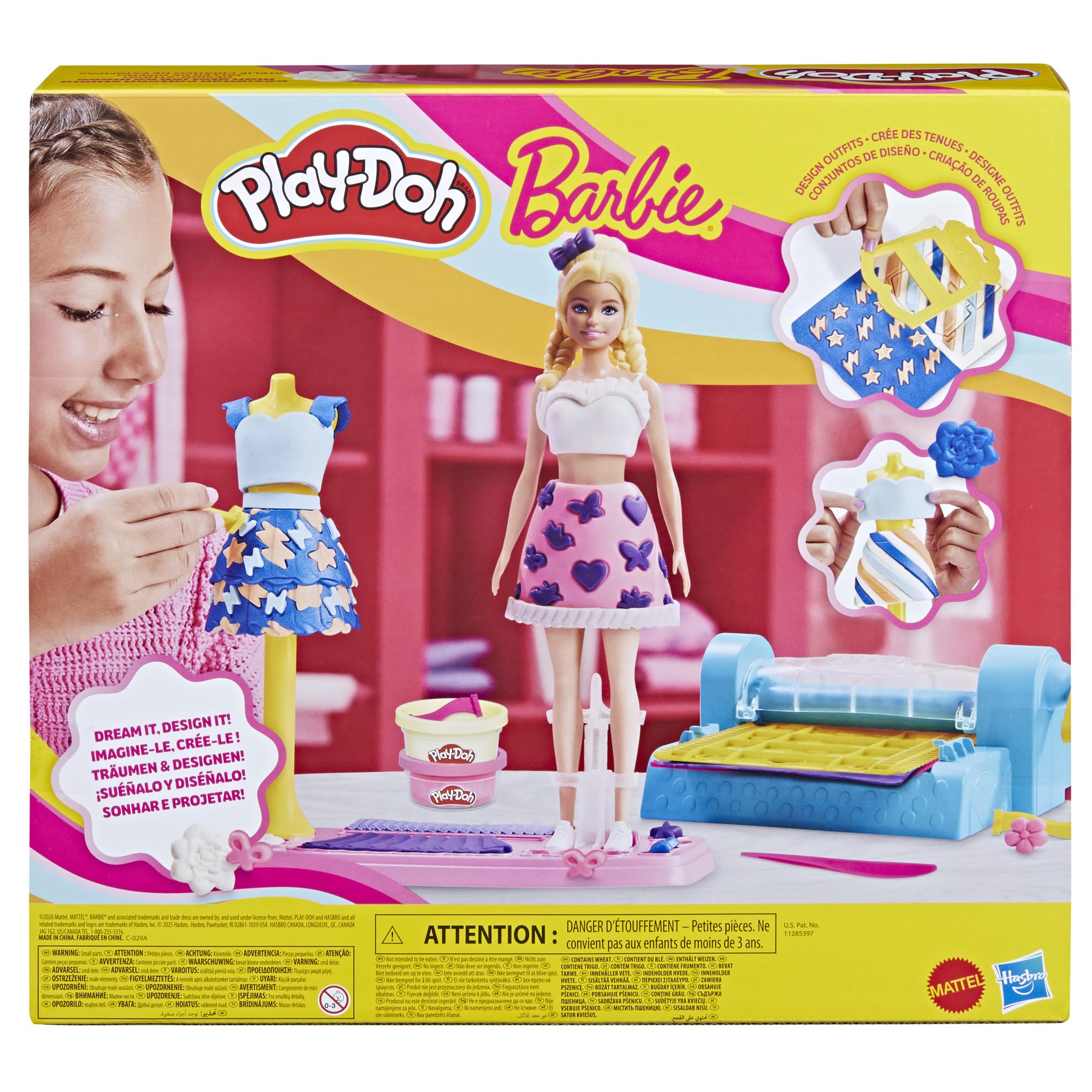 Play-Doh Barbie, Set de Juego Taller de Diseño, Creador de Ropa Personalizada para muñecas, Manualidades Infantiles, A Partir de 5 años