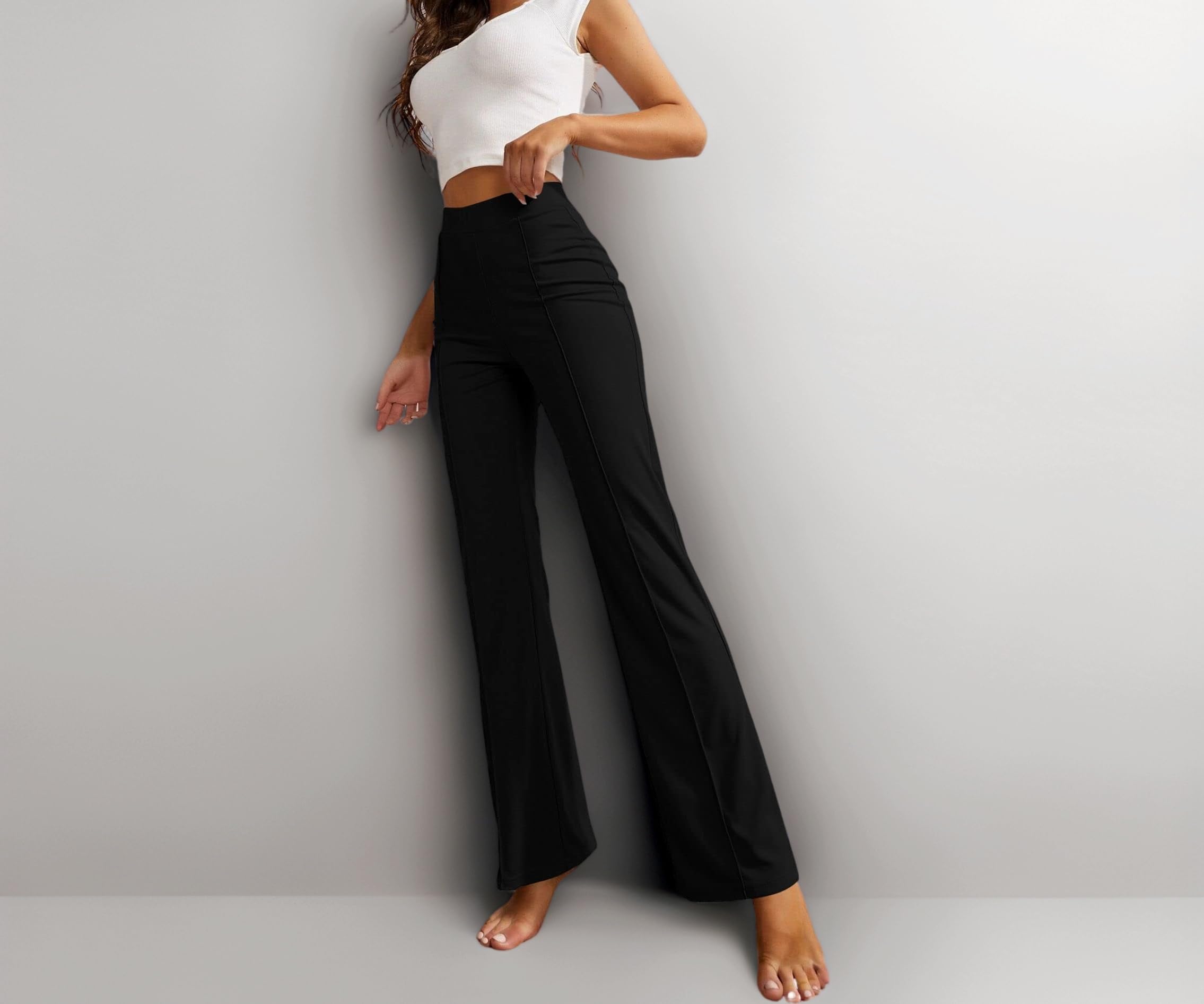 Women's High-Waisted Pant Bell Bottom Trendy Retro-Chic Classic Fit Trousers - Perfect For Every Occasion