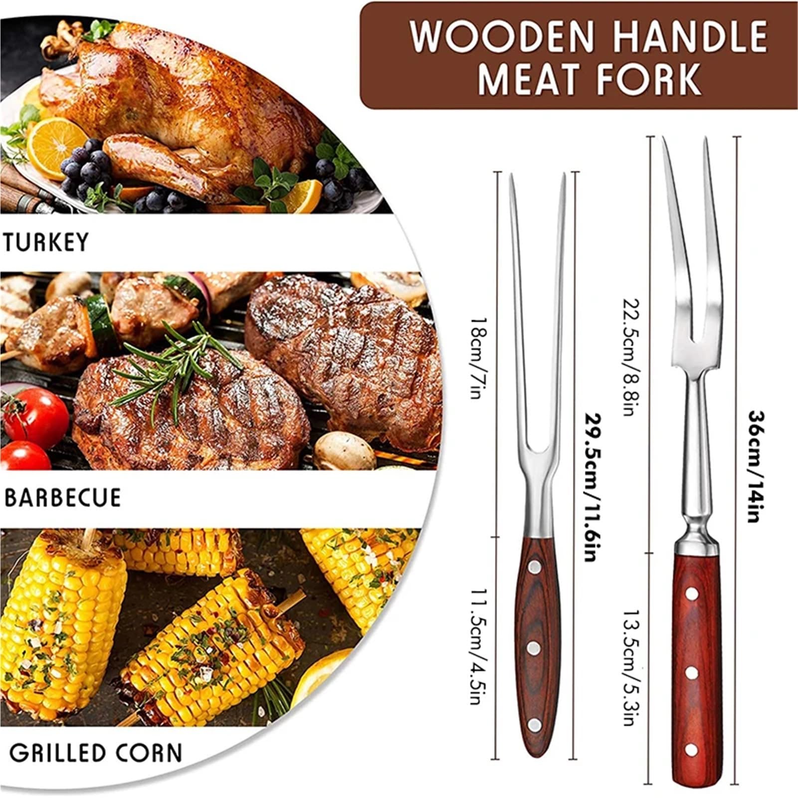 Fourchette à viande inox, 12/14 pouces pour cuisson BBQ