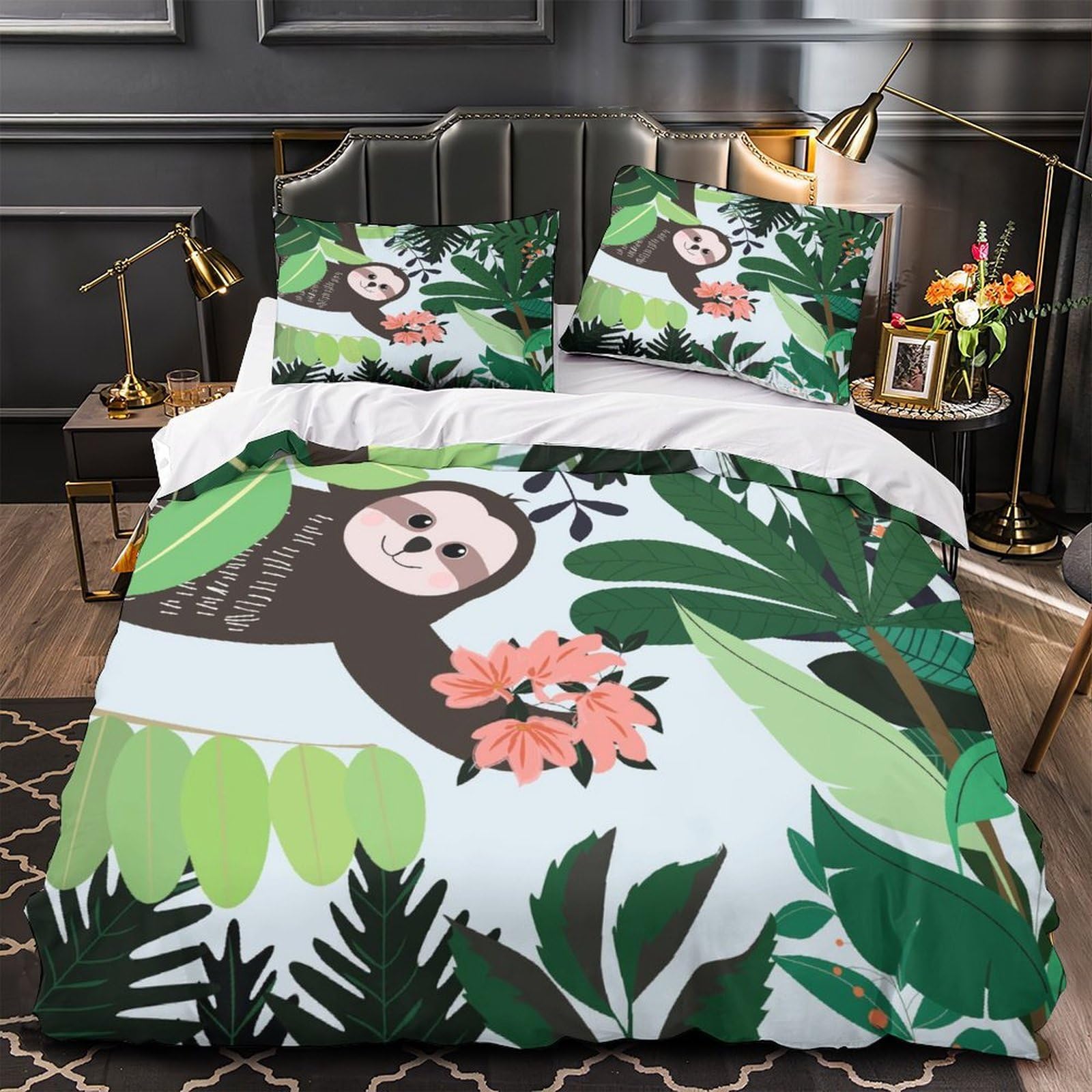 Housse de couette paresseux 135x200cm en microfibre douce avec taie d'oreiller