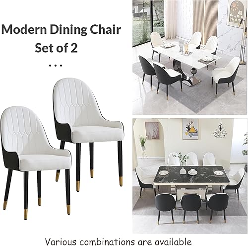 Miniatura 5 de Legendstone Juego de 2 sillas de comedor modernas, sillas de cocina con respaldo alto acolchado de piel sintética, sillas laterales para comedor,