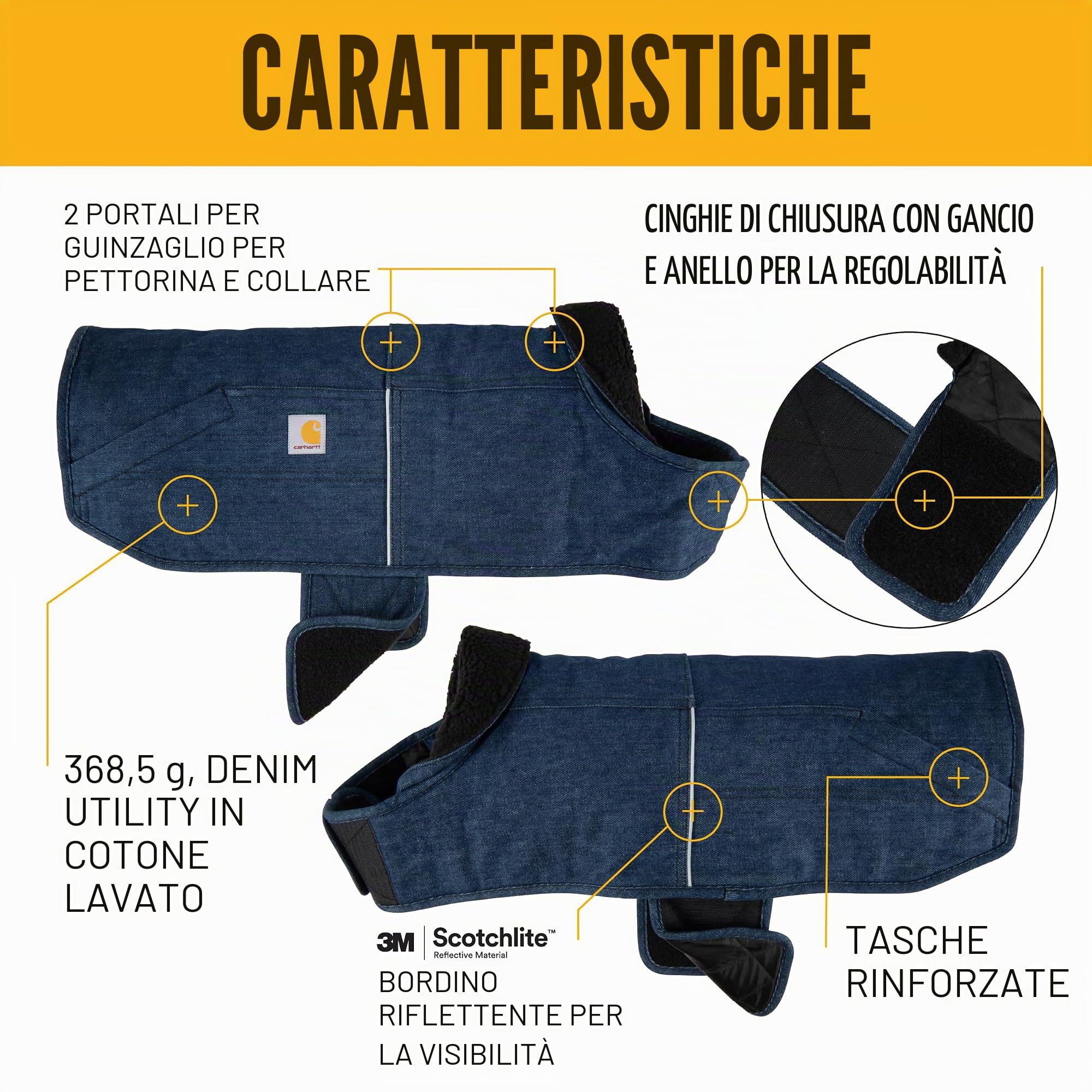 Carhartt Firm Duck - Cappotto isolante per cani, in denim, taglia M