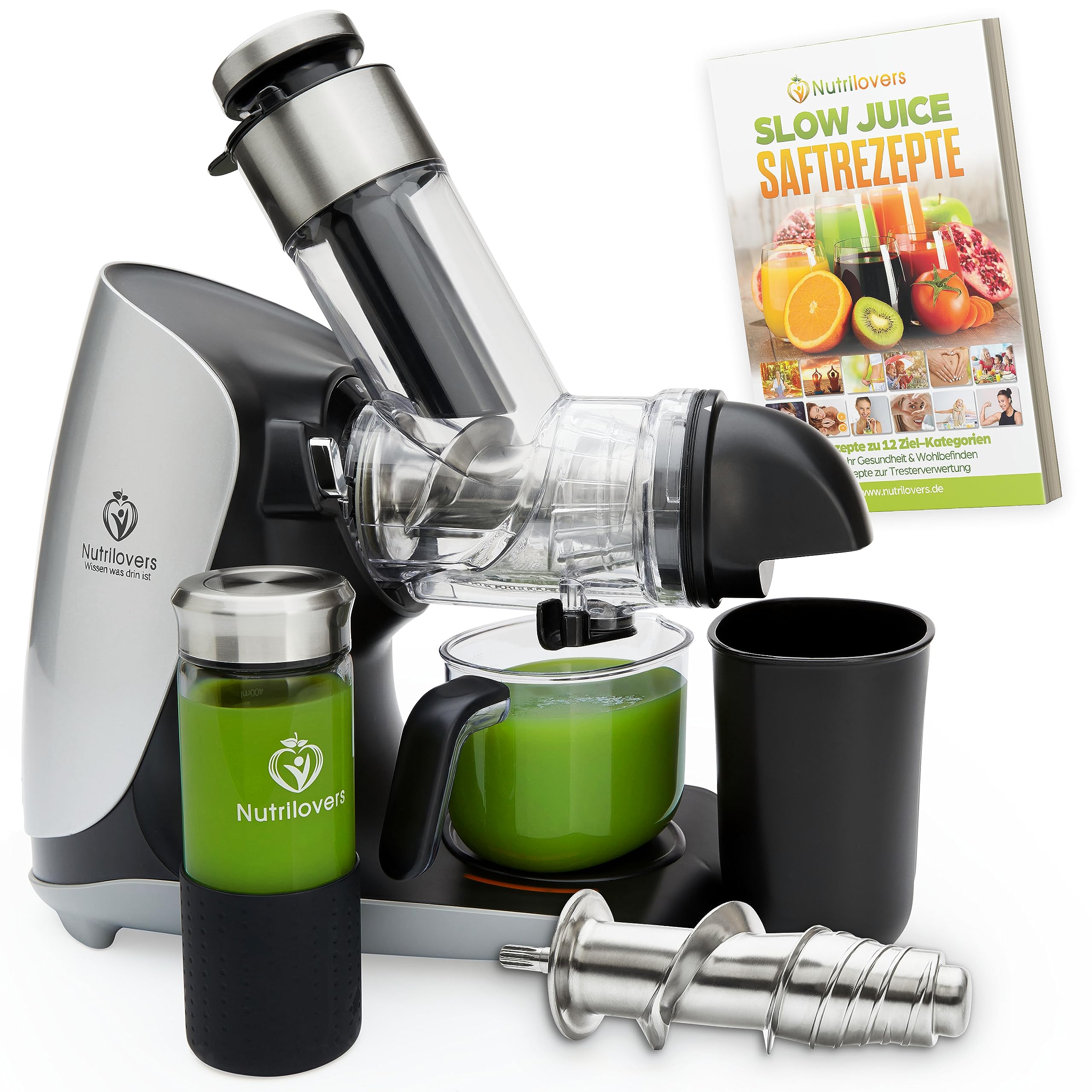 GREEN-PRESS MAX Estrattore di Succo Lento in Acciaio Inossidabile 304 con Coclea Senza BPA | Per Frutta Intera, Sedano, Verdure e Frutta | Vincitore del Test 2023 | Estrattore di Succo Versatile