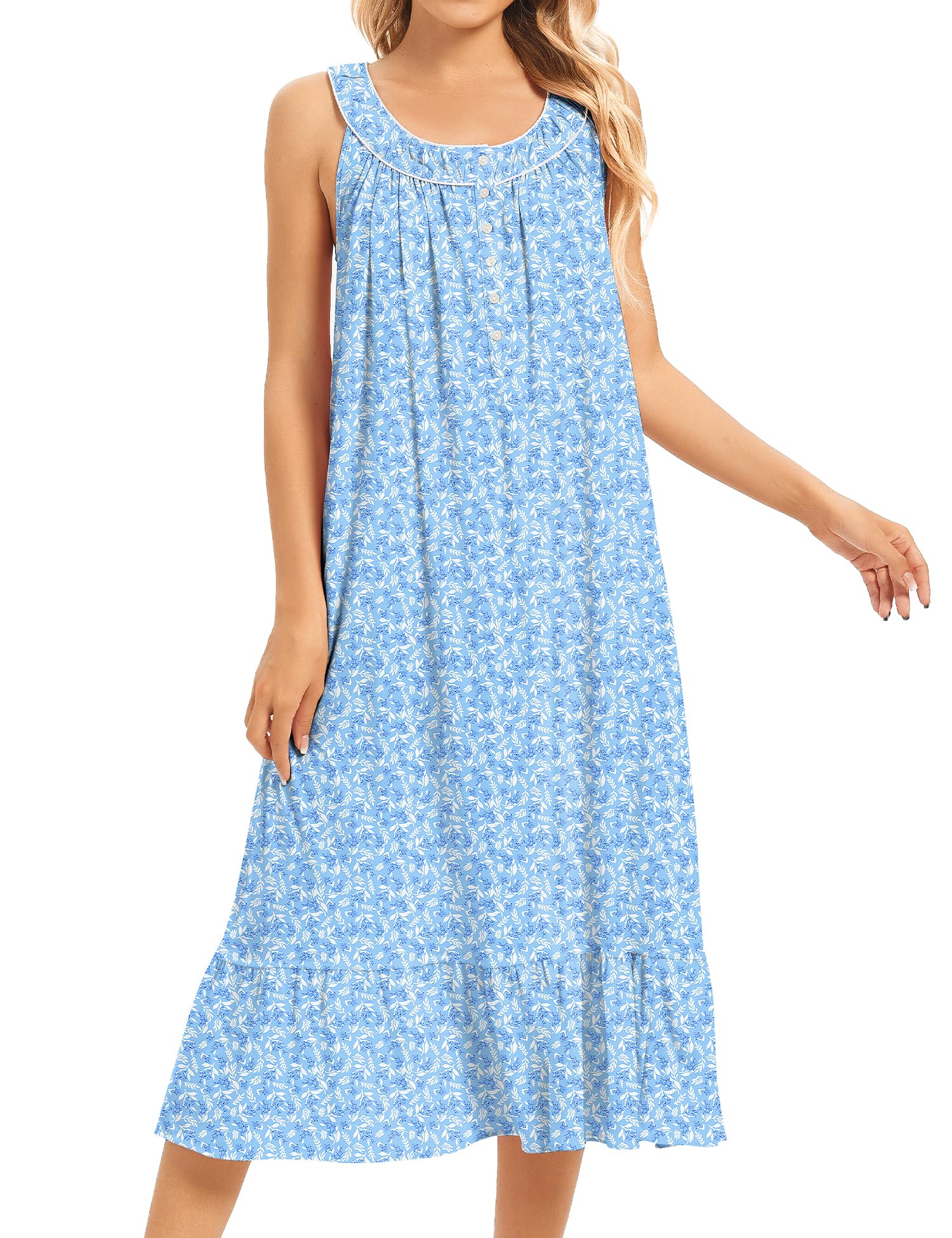 IZZY + TOBY Nightgowns for Women Knit Cotton Night Dress Soft Short Sleeve Ladies Gowns