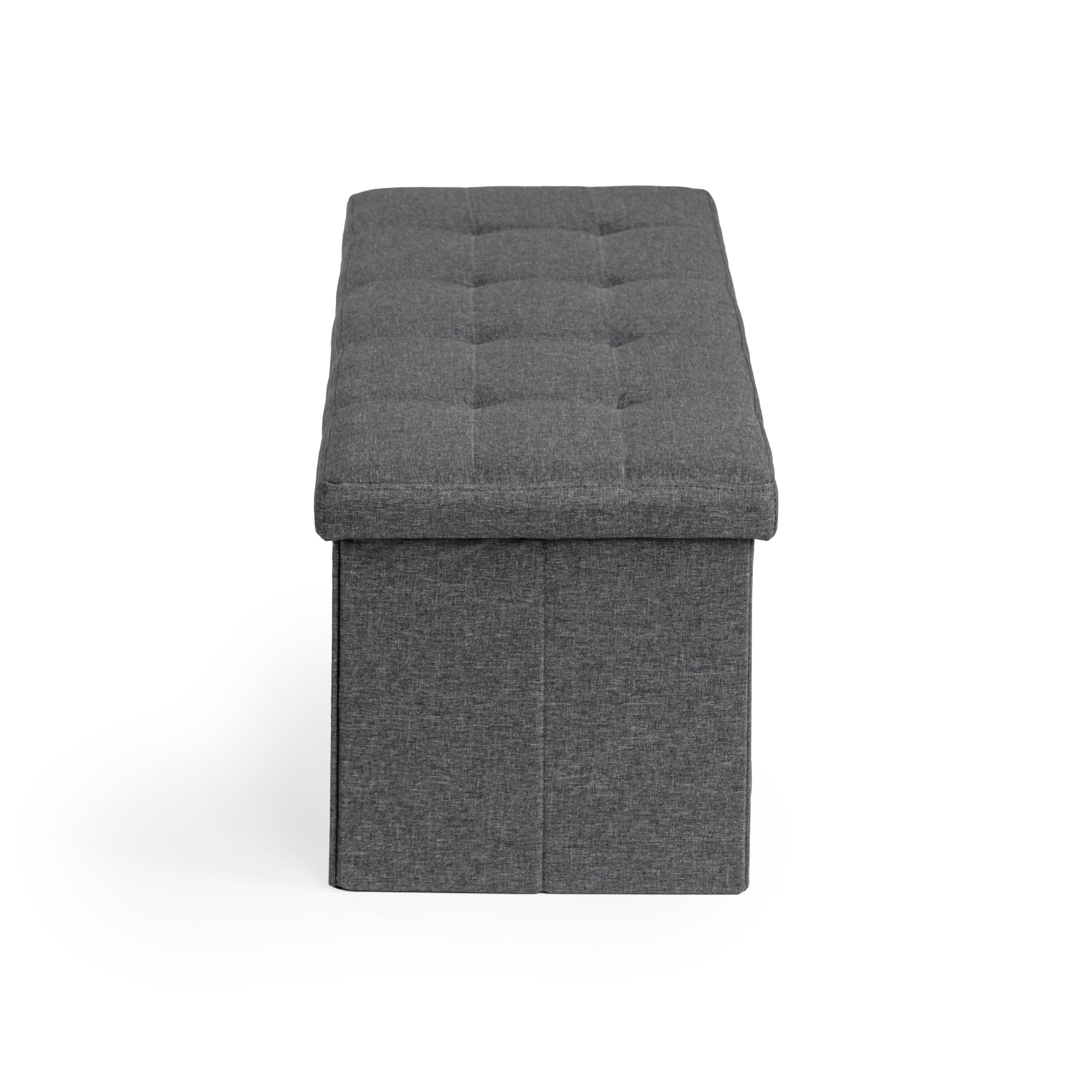 FurnitureR L-110cm Banc de Rangement pour Chambres d'enfants, Ottoman en Bout de Lit, Coffre de Rangement Intérieur avec Compartiment Amovible, Pliable Coffre de Rangement Tabouret, Tissu Gris