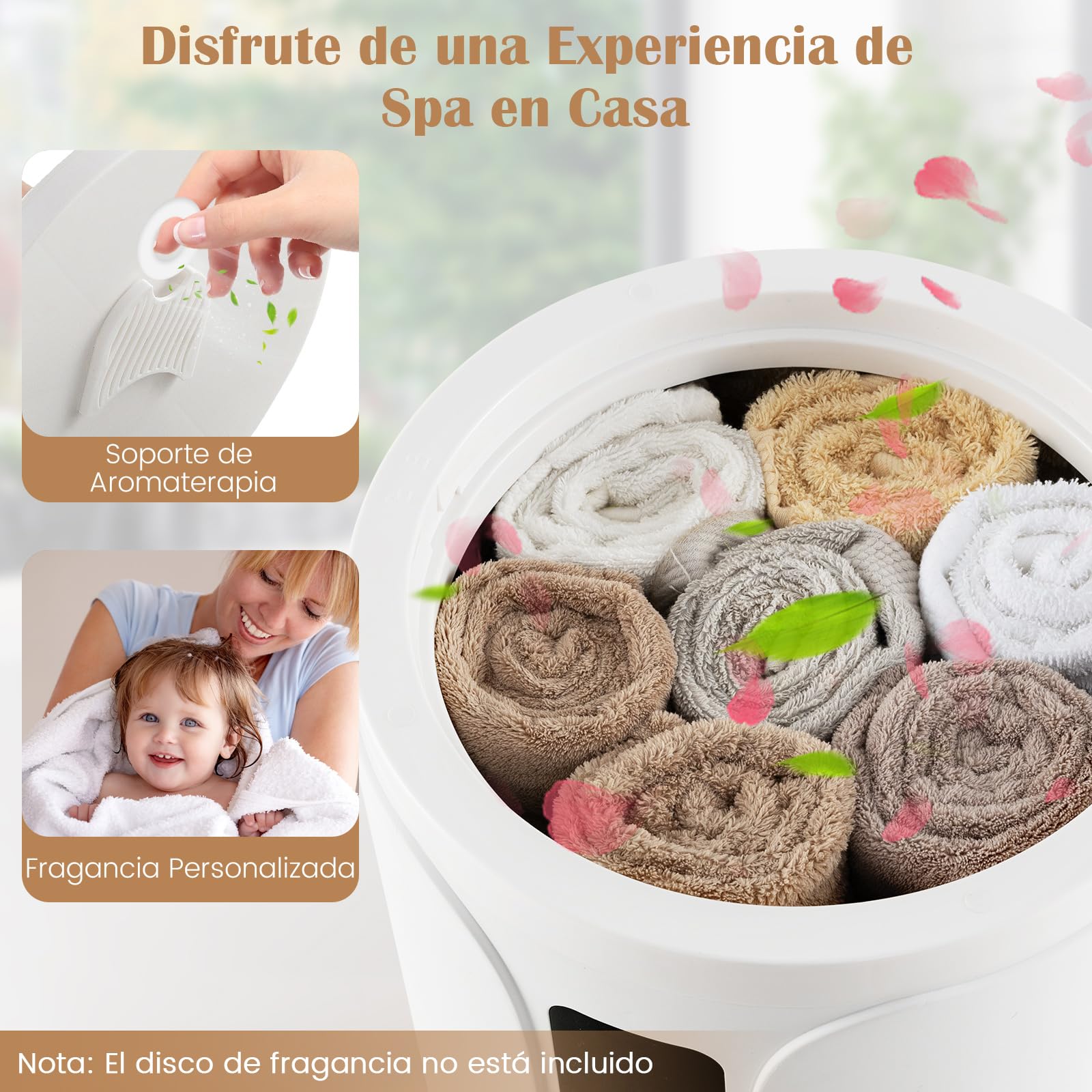 COSTWAY 20L Cubo Calientatoallas con Luz LED, Calentador de Toallas para Baño con Temporizador de 0,5-24H, Calentamiento de 30/60/90 Min, Bloqueo Infantil, Calentador de Mantas para Mantas, Pijamas