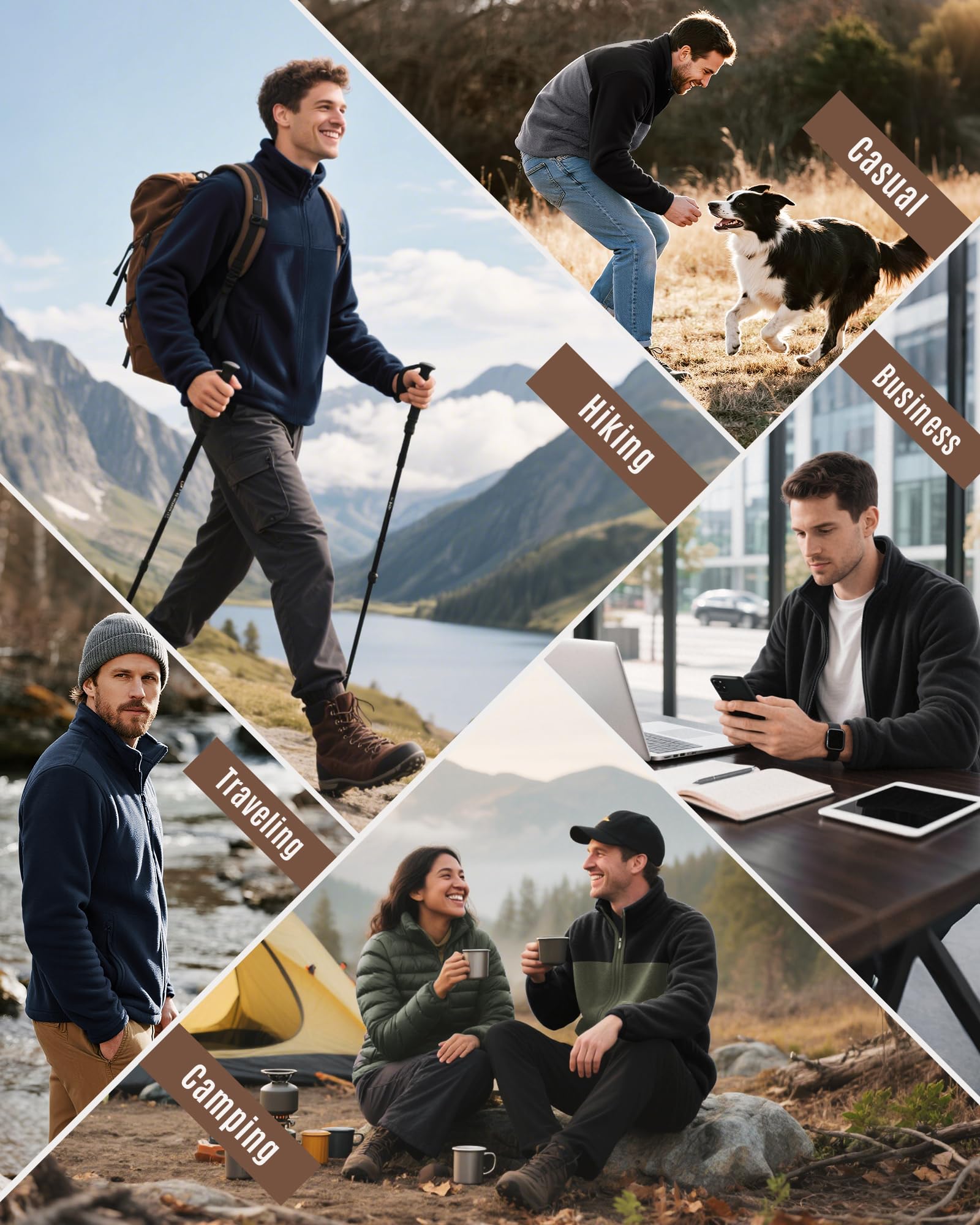33,000ft Herren Fleecejacke leicht Strickjacke Übergangsjacke Outdoor Fleecejacken Warm Winterjacke für Wandern Freizeit Trekking