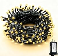 Vista 10 de RPGT Luces para árbol de Navidad, 200 luces LED de 73 pies, cable verde, luces de cadena tipo hada parpadeantes, enchufable, 12 modos para fiesta